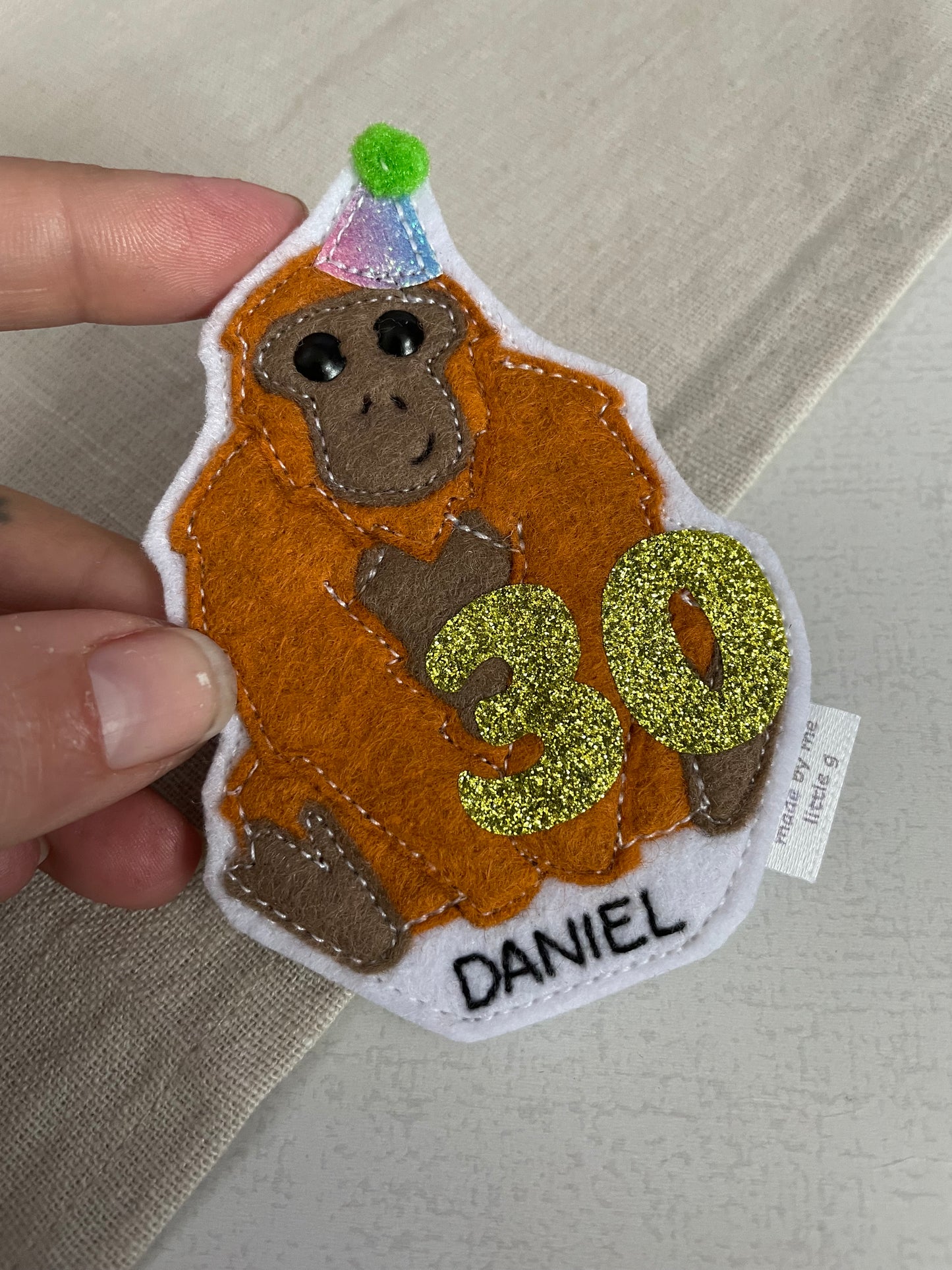 Orangutan birthday badge