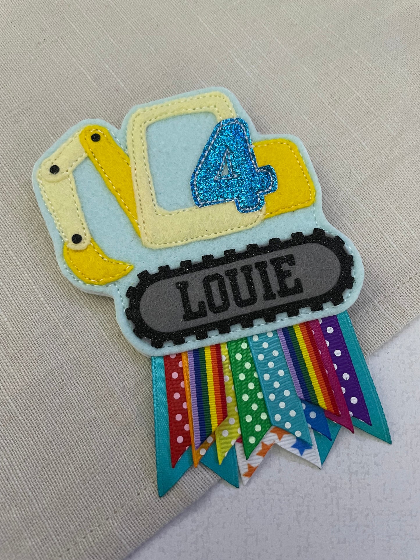 Digger birthday badge