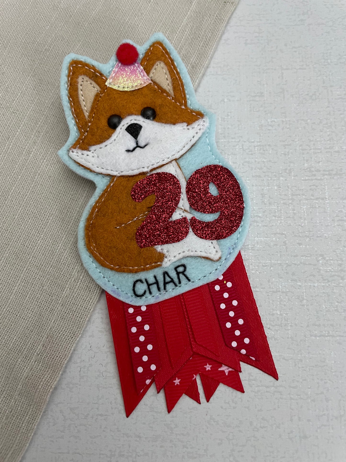 Fox birthday badge