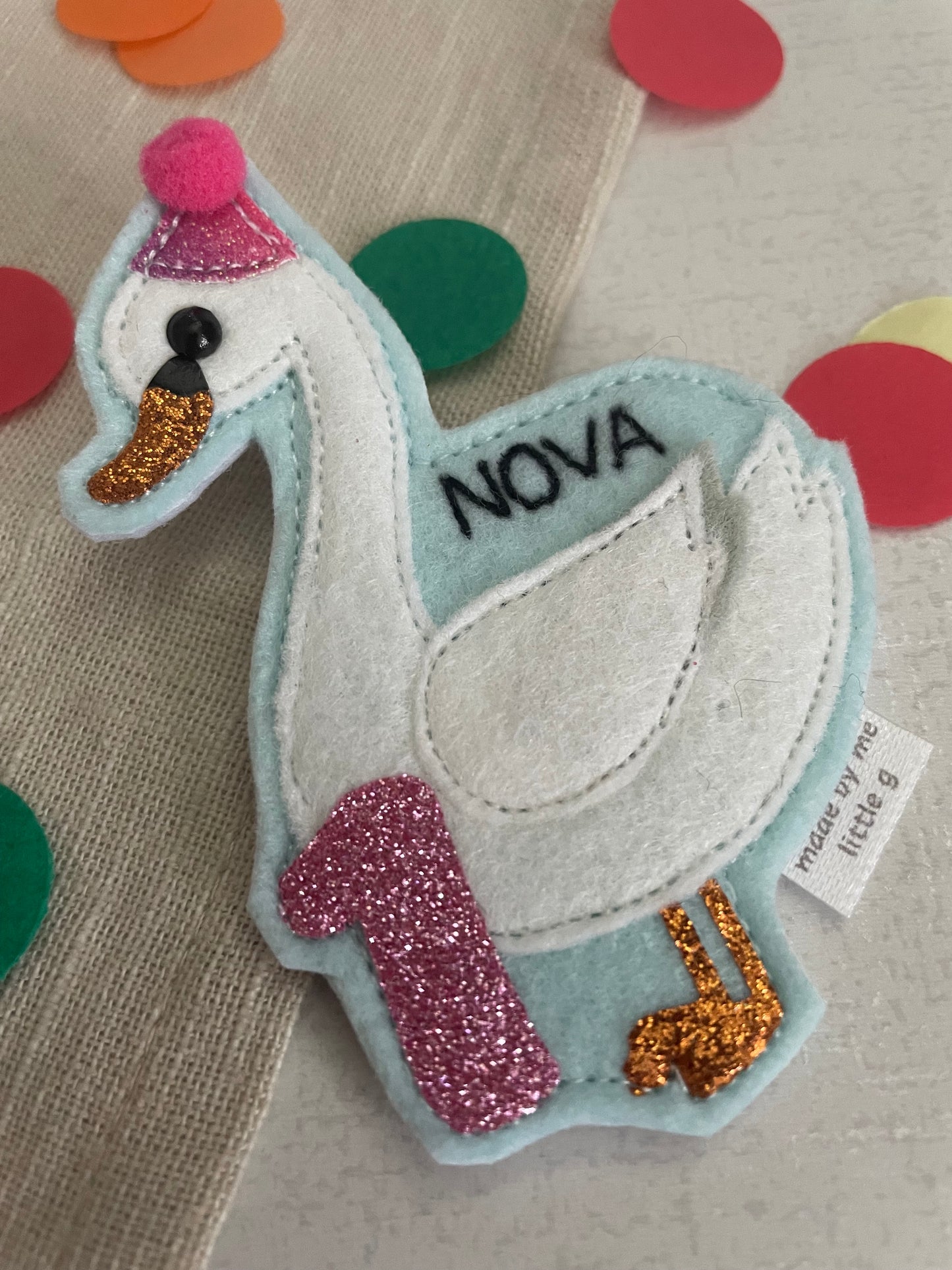 Swan birthday badge