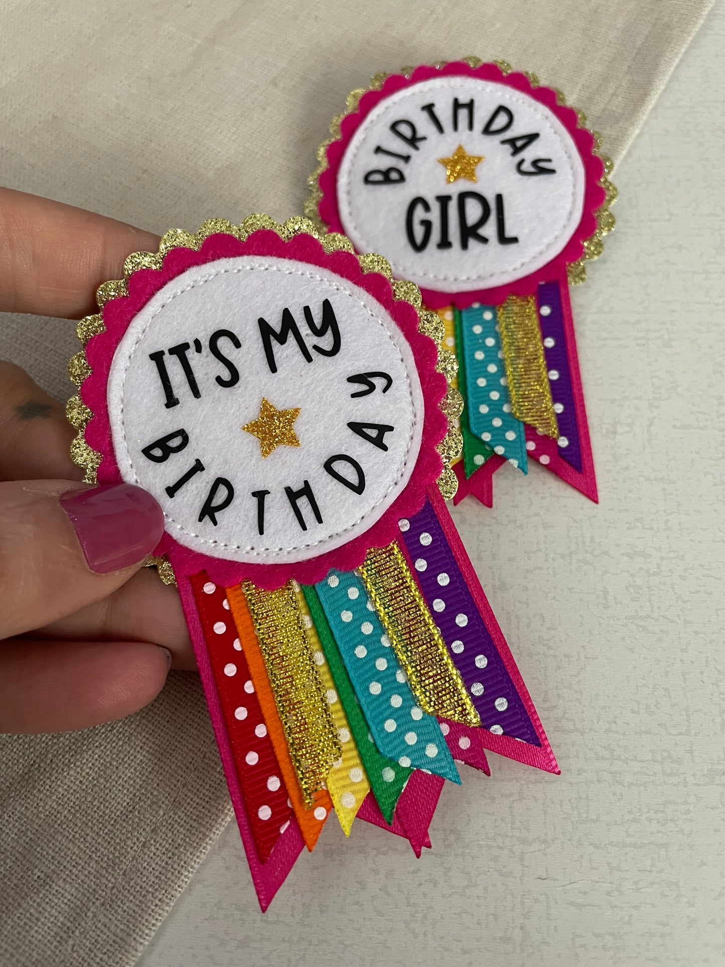 Rainbow sparkle rosette