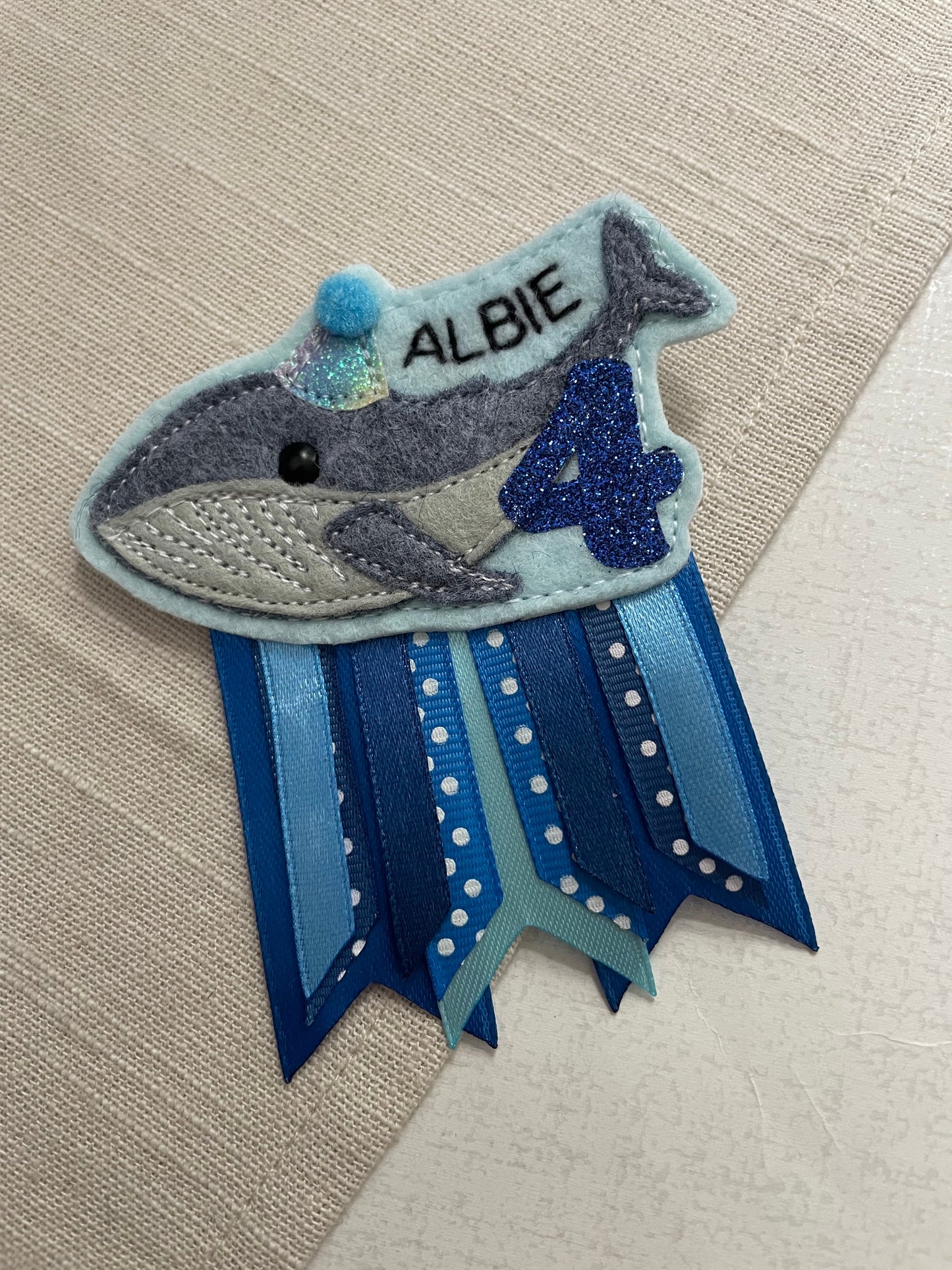 Whale birthday badge