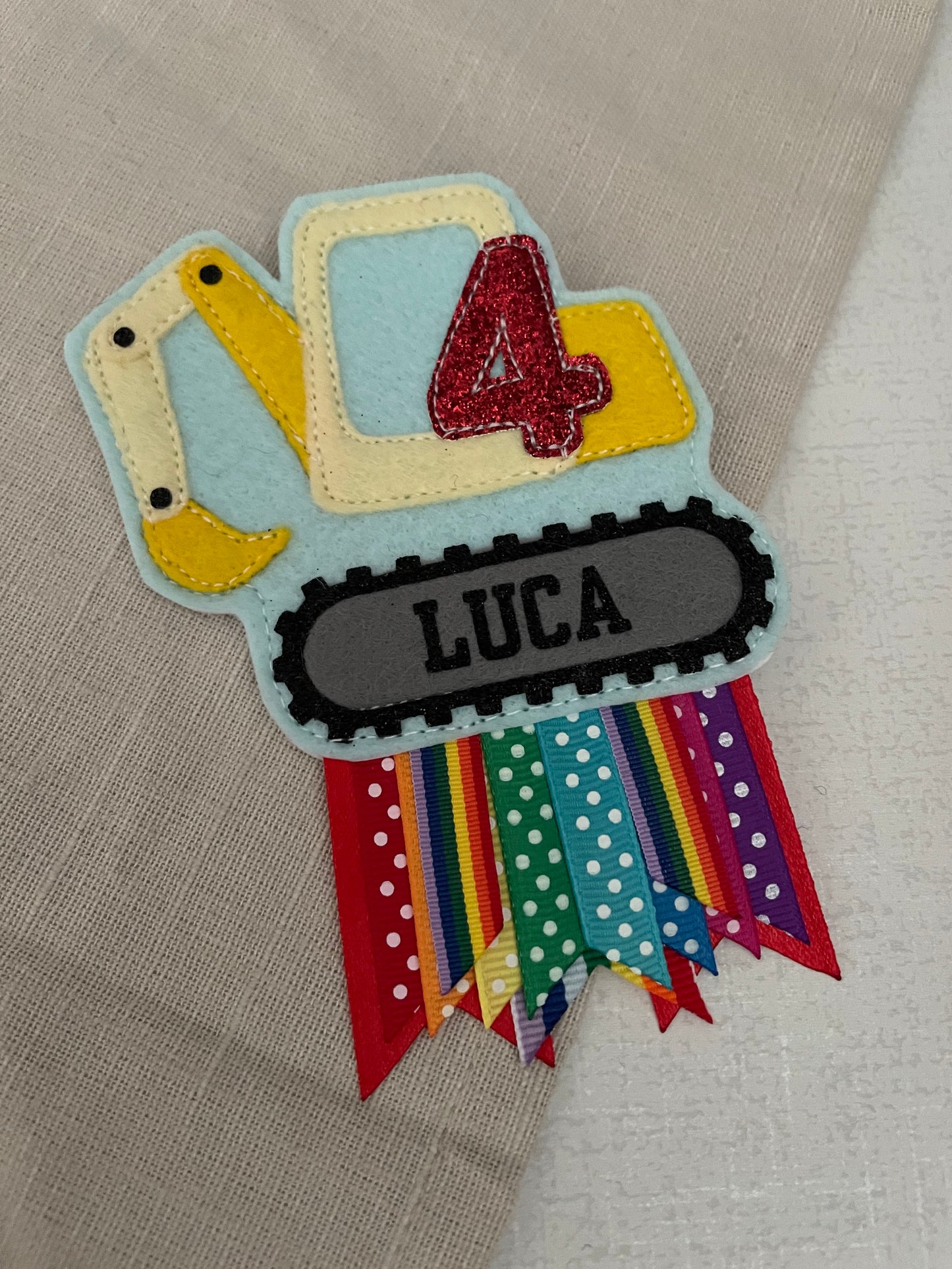 Digger birthday badge