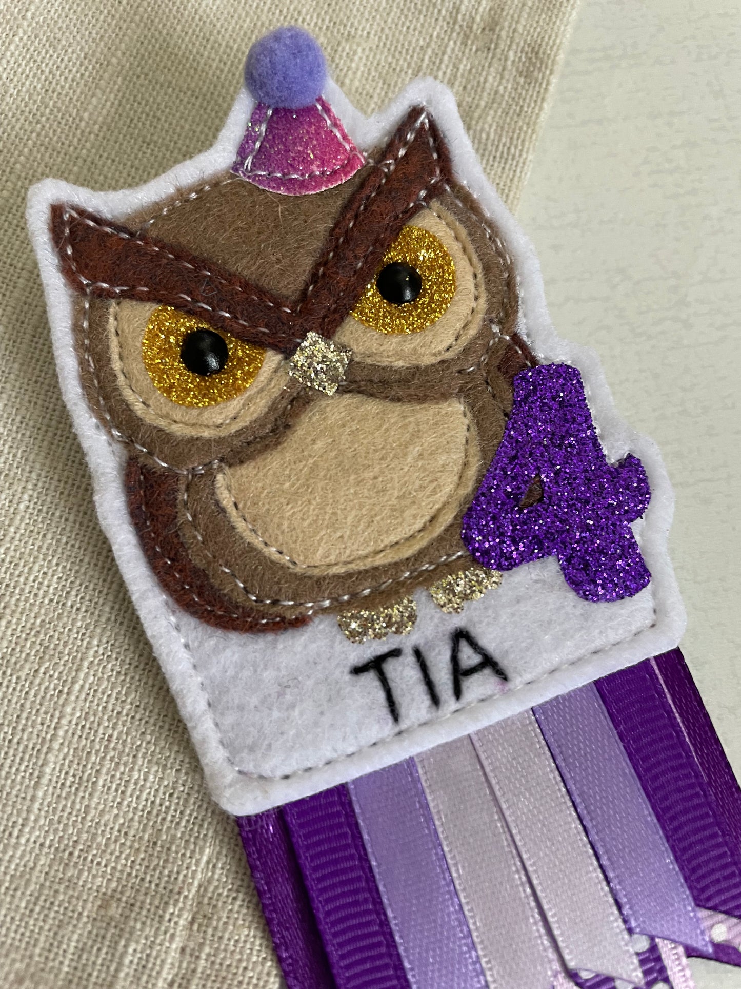 Owl birthday badge
