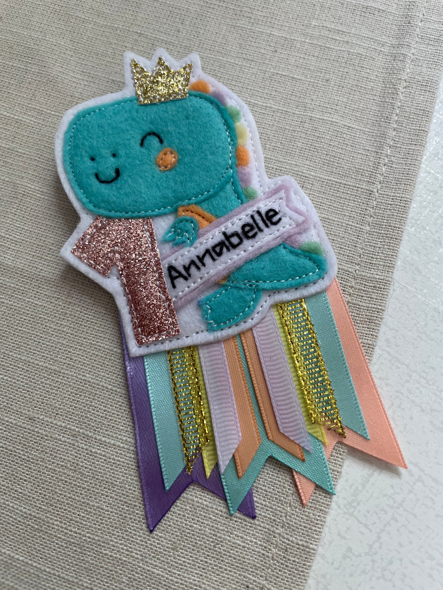 Princess dinosaur birthday badge