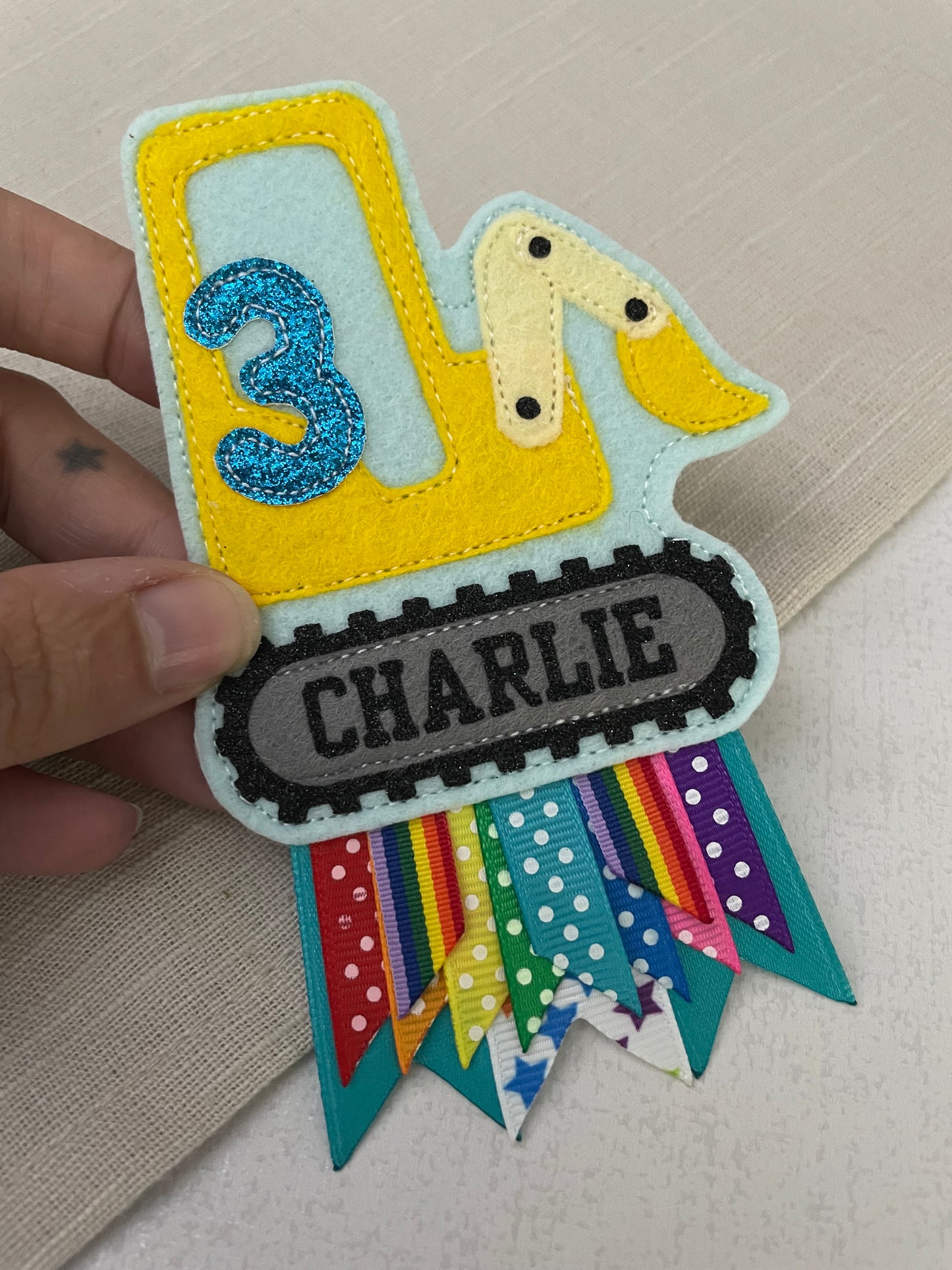 Digger birthday badge