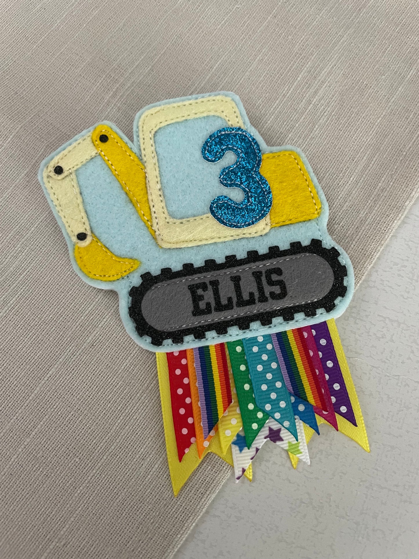 Digger birthday badge
