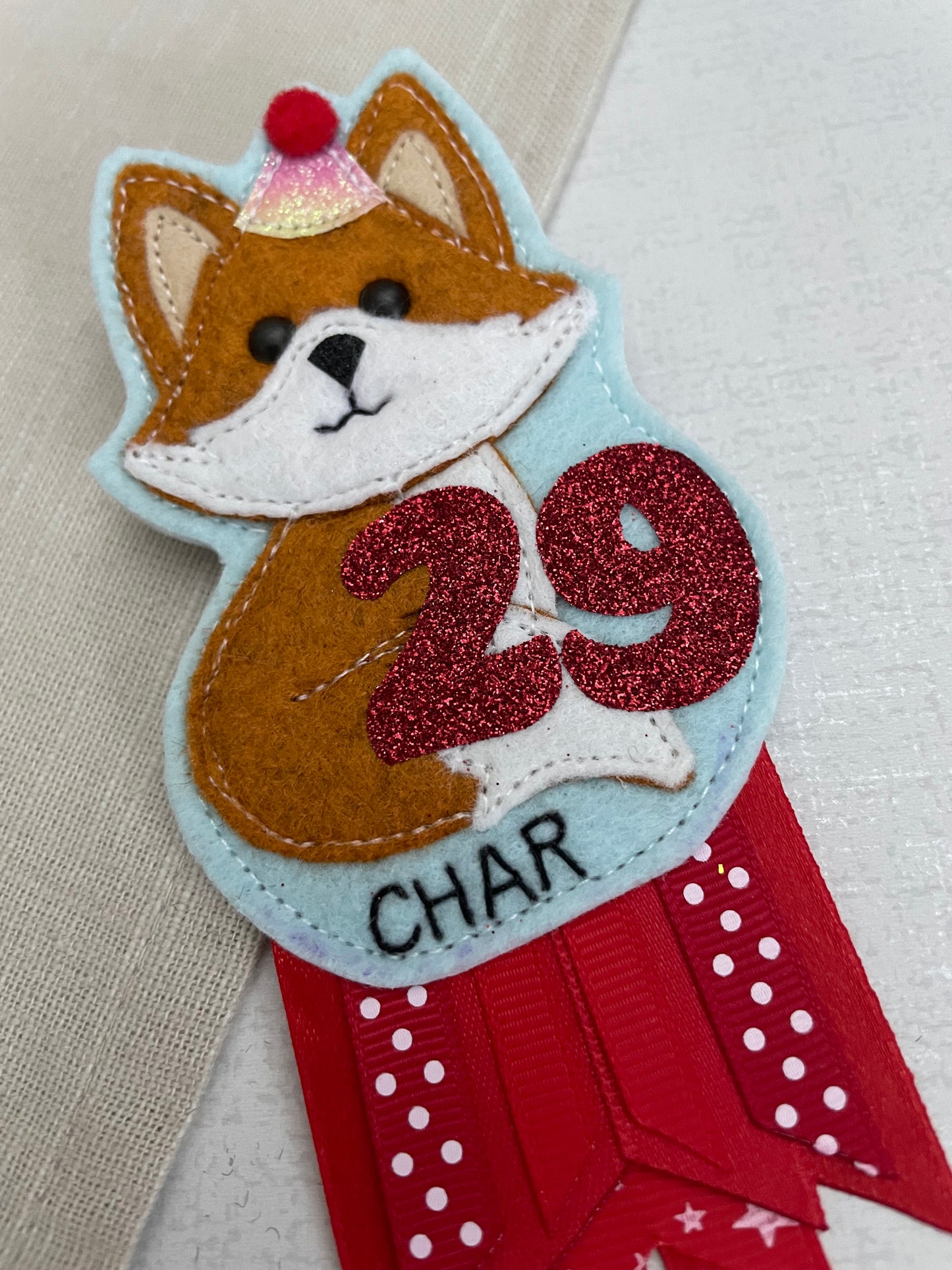 Fox birthday badge