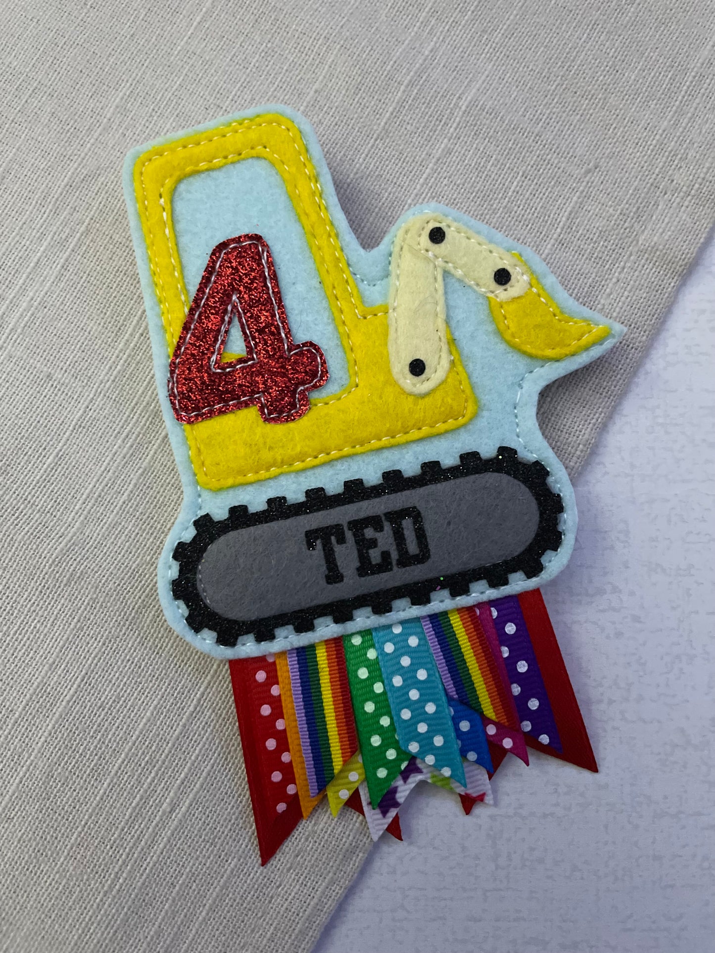 Digger birthday badge