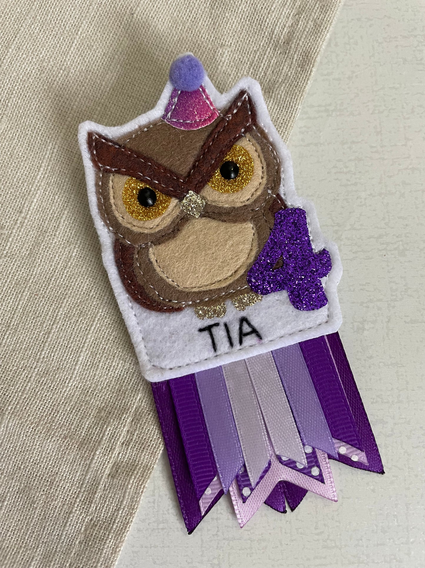 Owl birthday badge
