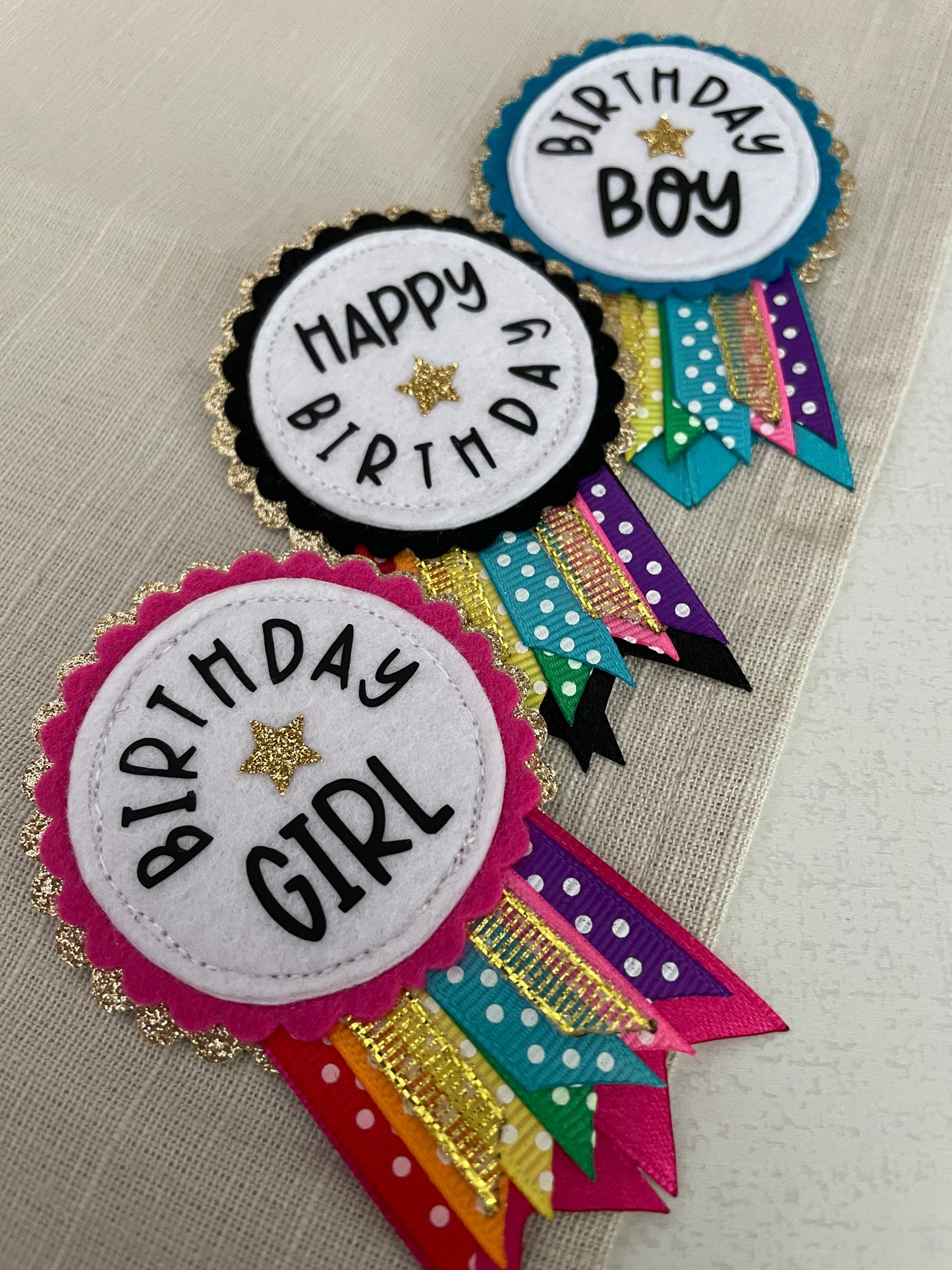 Rainbow sparkle rosette