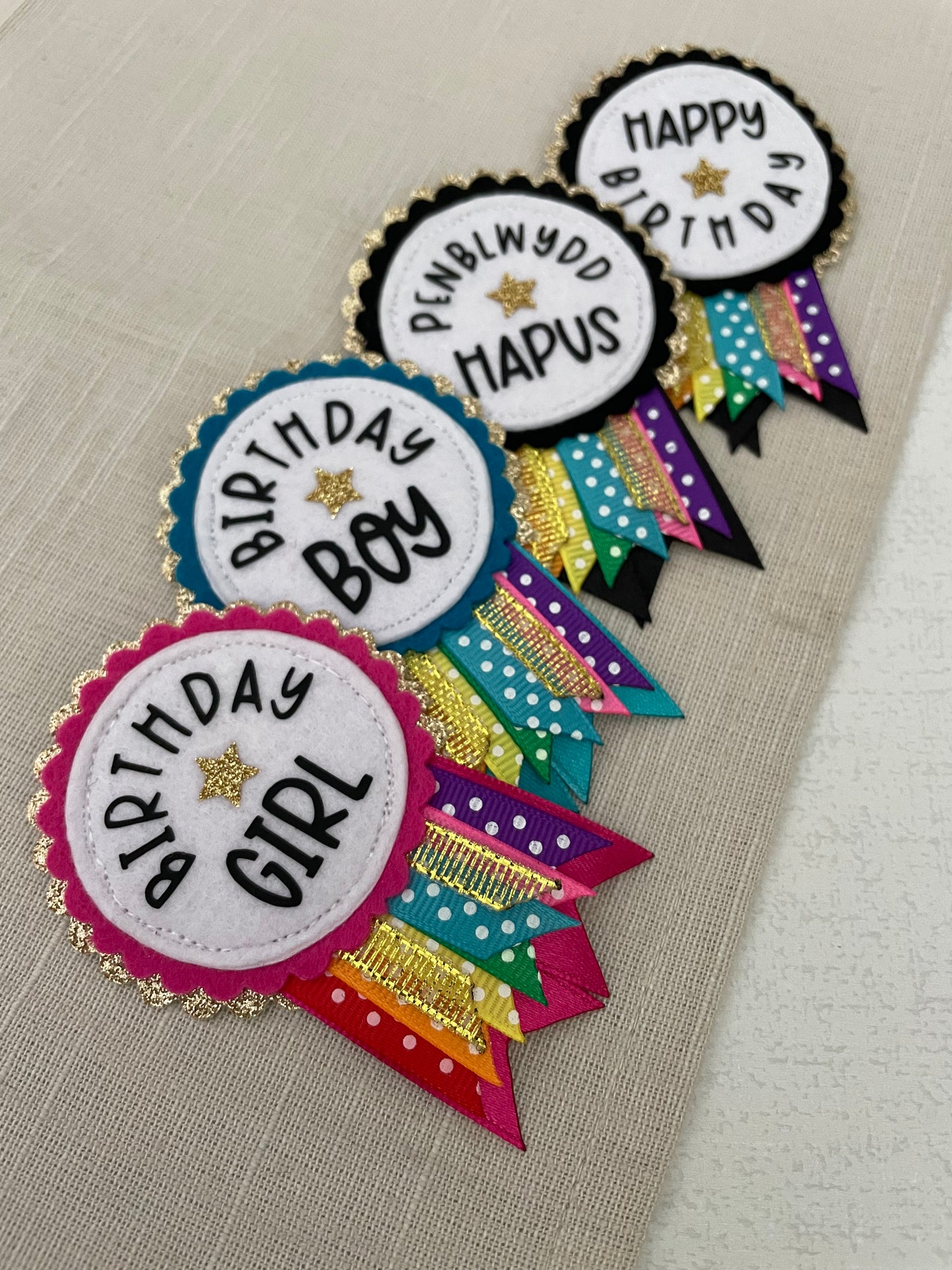 Rainbow sparkle rosette