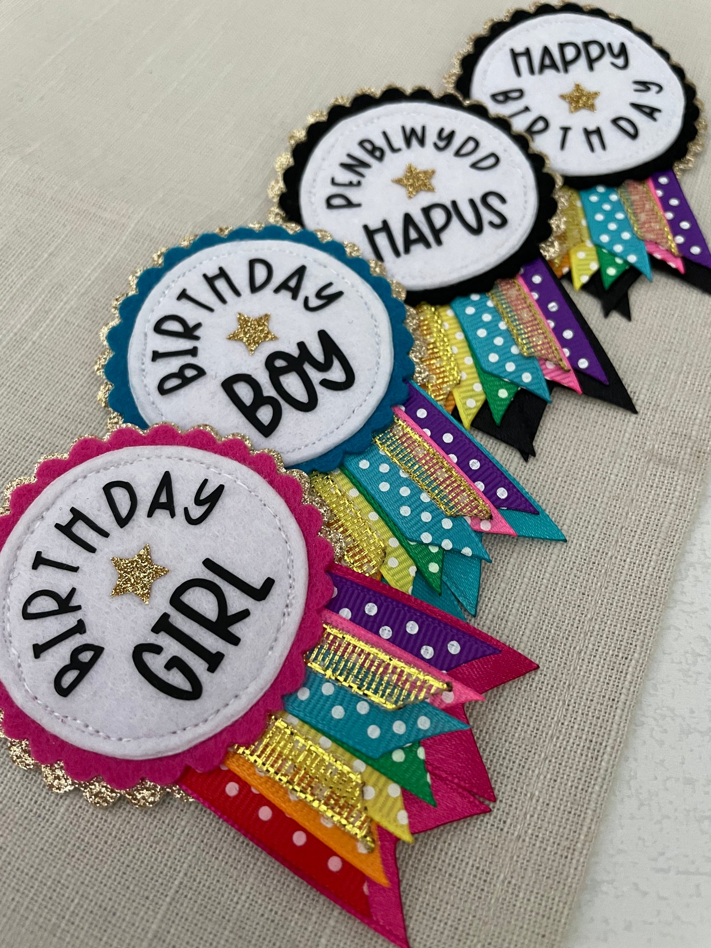 Rainbow sparkle rosette