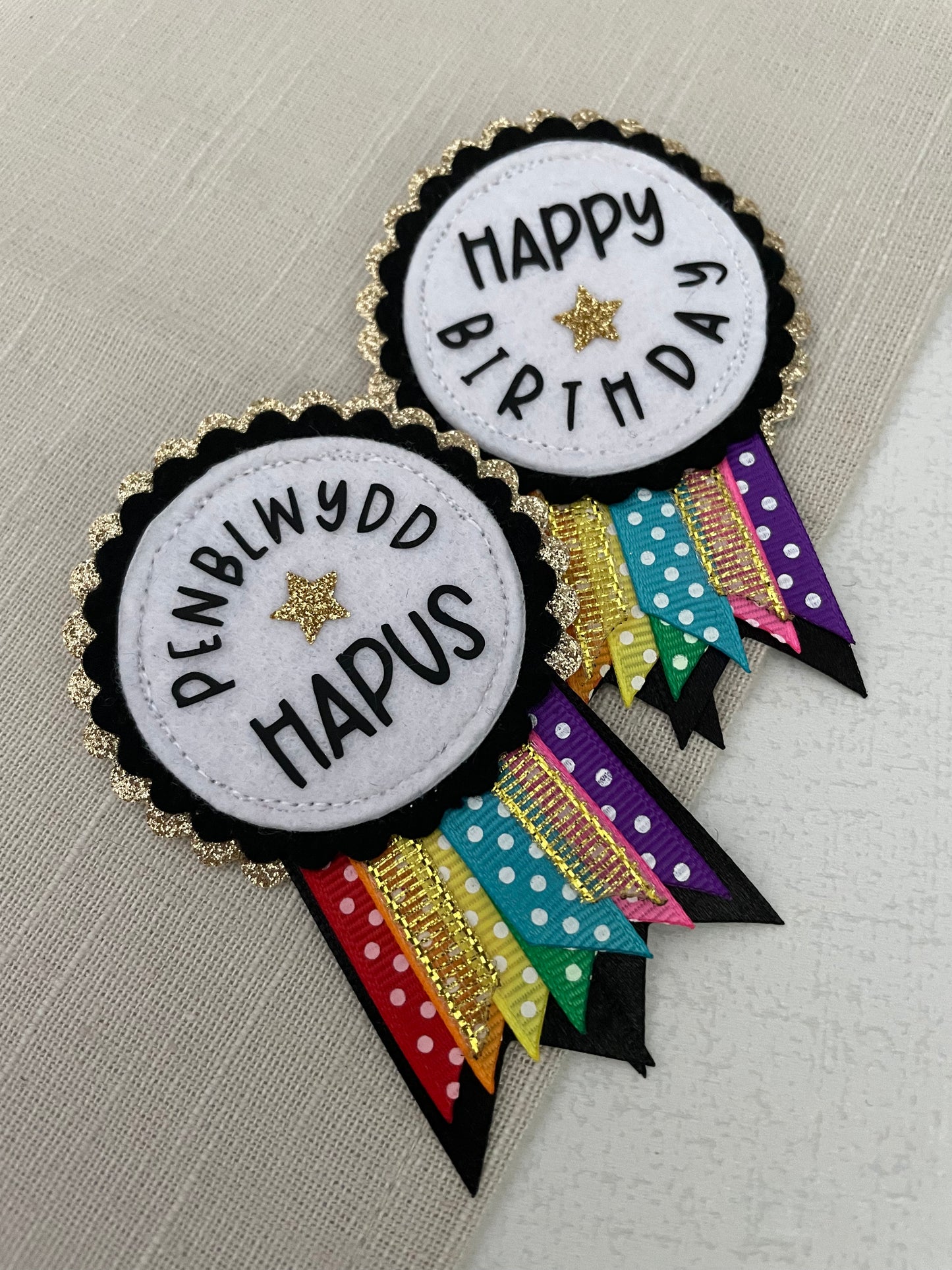 Rainbow sparkle rosette