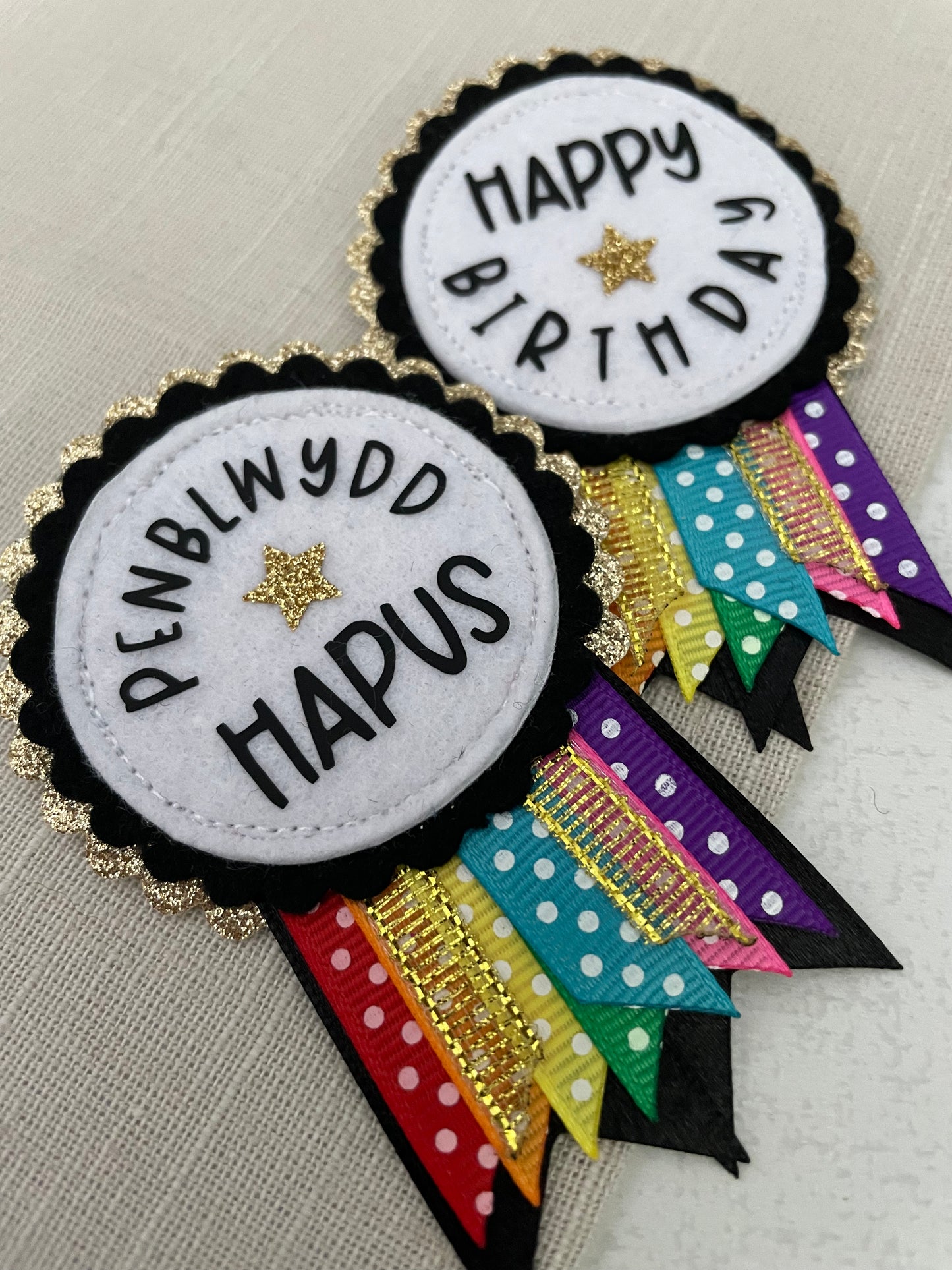 Rainbow sparkle rosette