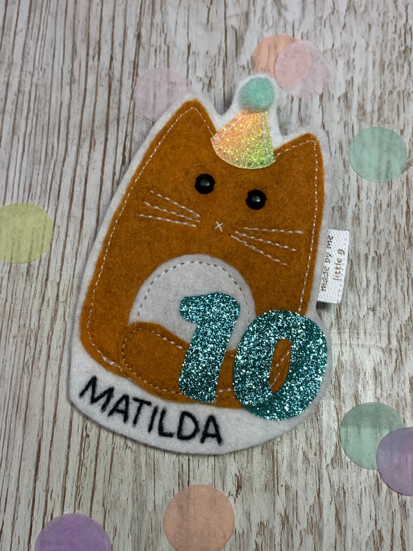 Cat birthday badge, personalised cat birthday badge, birthday badge, bat badge, kitten birthday badge, kitten badge