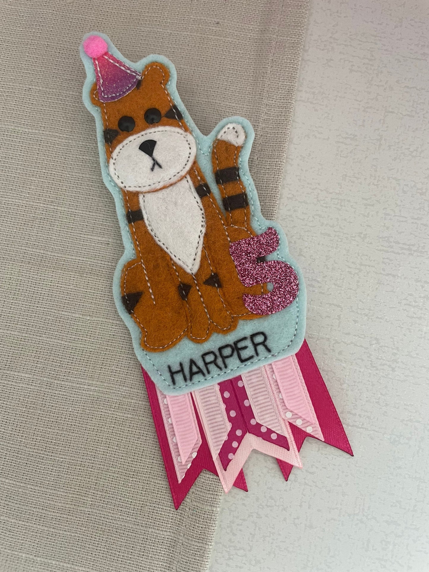 Tiger birthday badge, PLEASE READ INFO, personalised tiger birthday badge, birthday badge