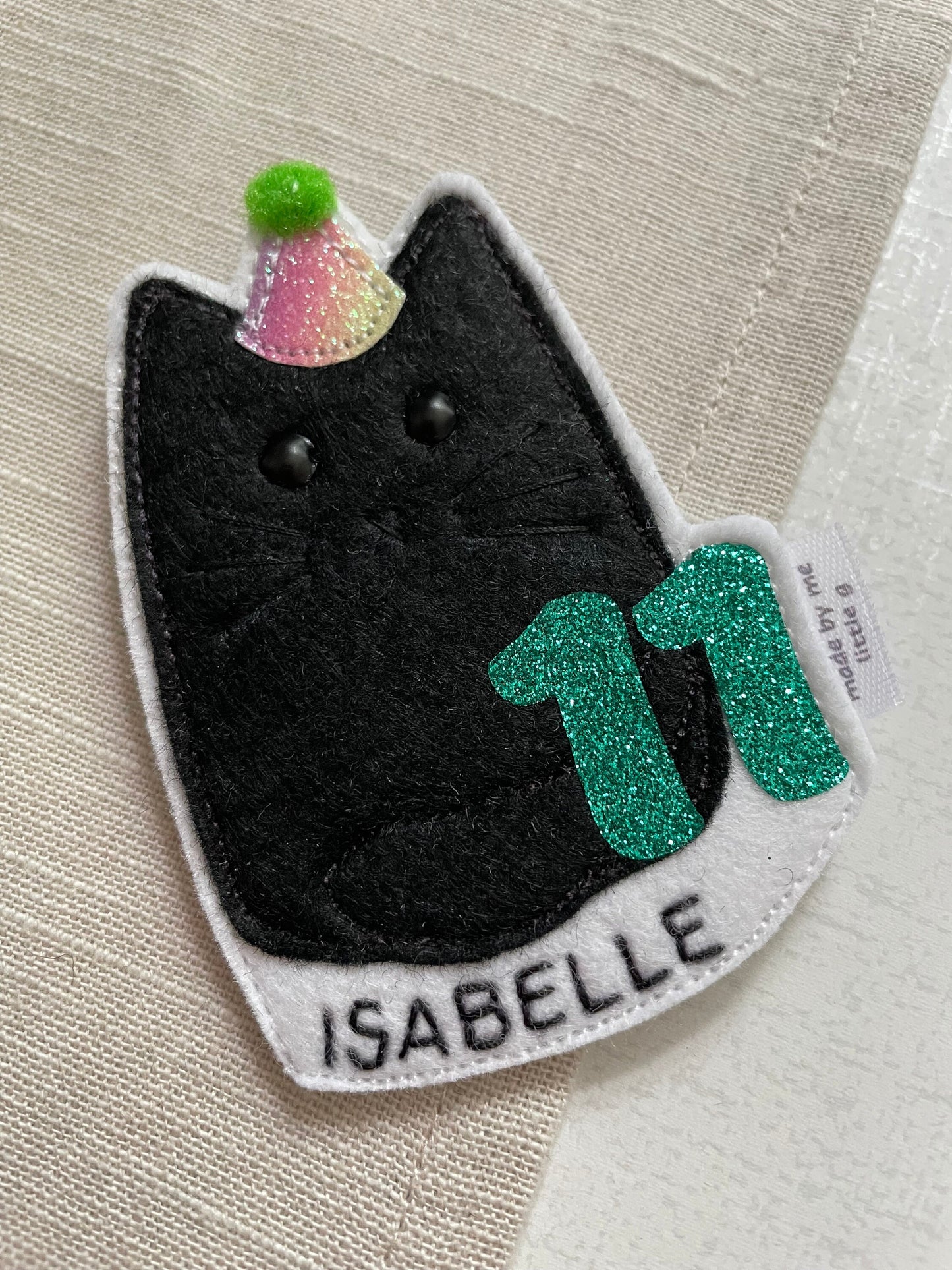 Cat birthday badge, personalised cat birthday badge, birthday badge, bat badge, kitten birthday badge, kitten badge