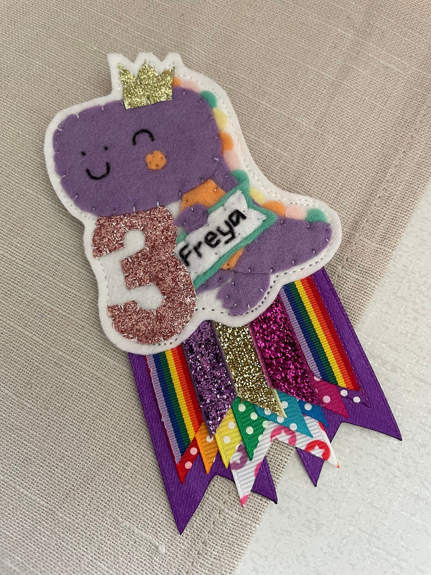 Personalised princess dinosaur birthday badge, birthday badge, personalised birthday badge, dinosaur birthday badge