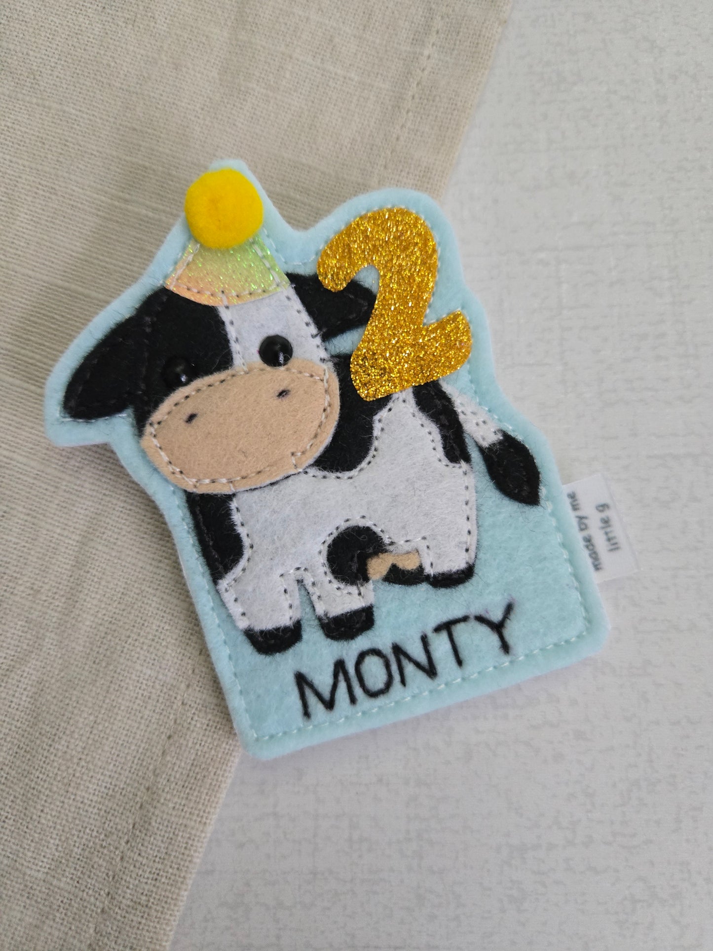 Cow birthday badge
