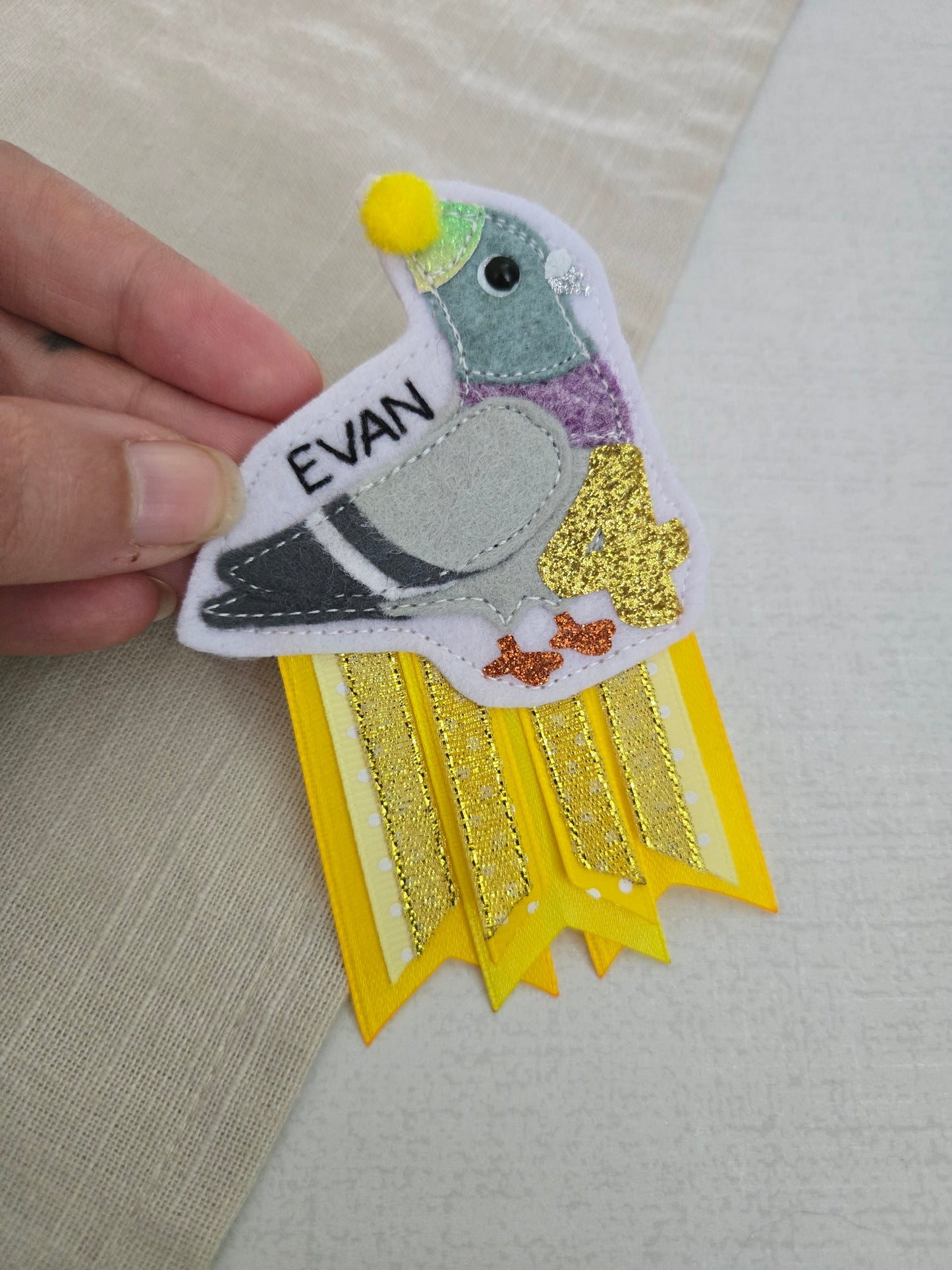 Pigeon birthday badge