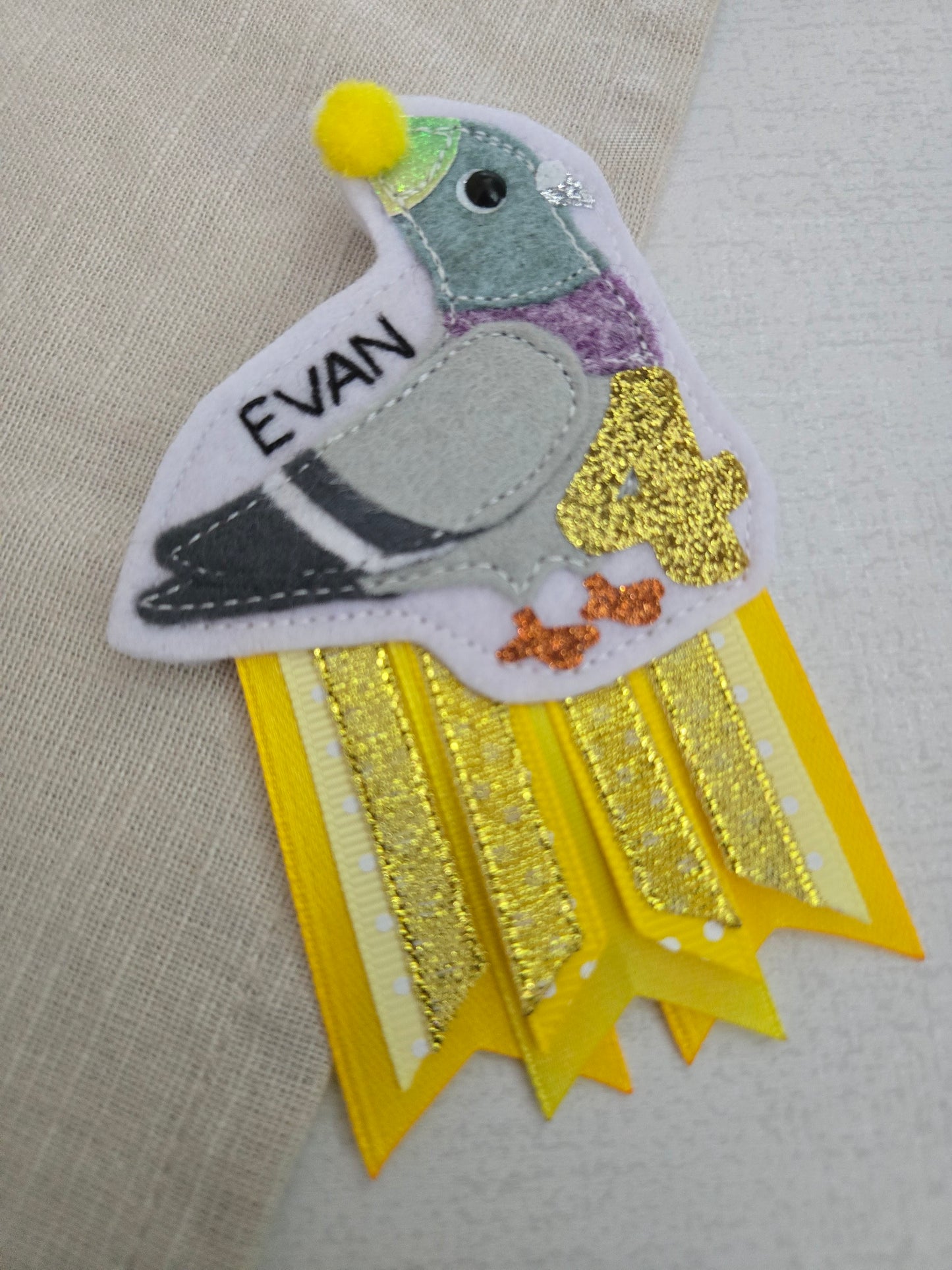 Pigeon birthday badge