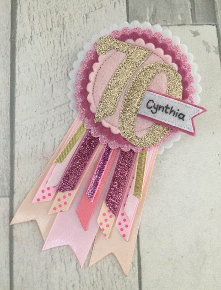 Custom personalised age birthday badge rosette, birthday badge, personalised birthday badge, name birthday badge, age birthday badge