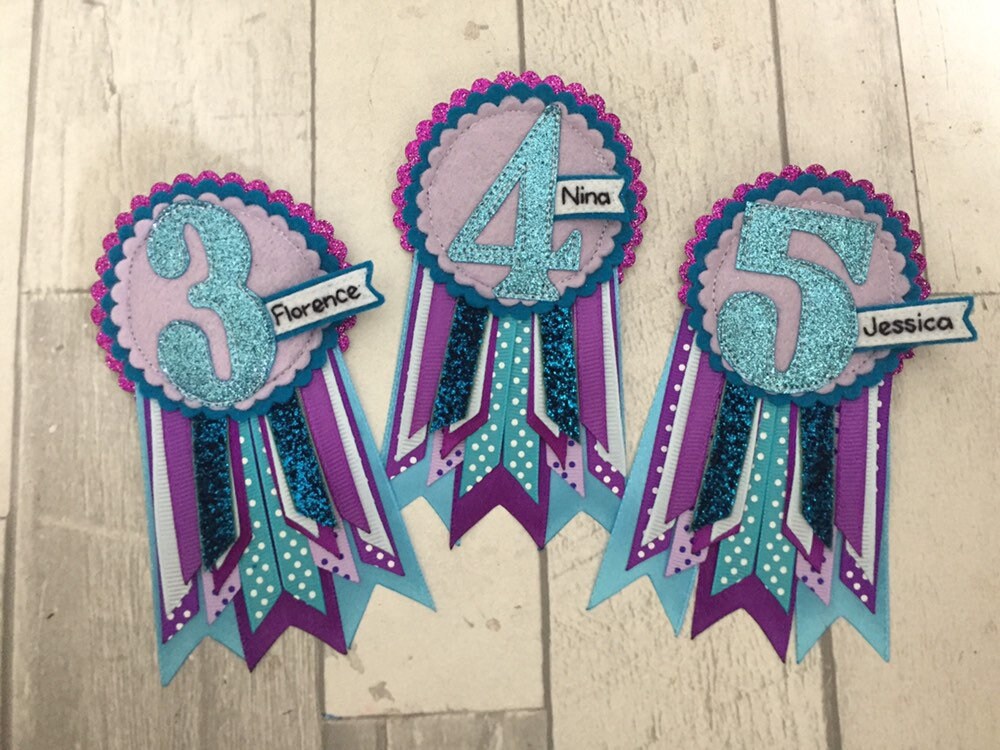 Mermaid personalised age birthday badge rosette, birthday badge, personalised birthday badge, teal and purple birthday badge