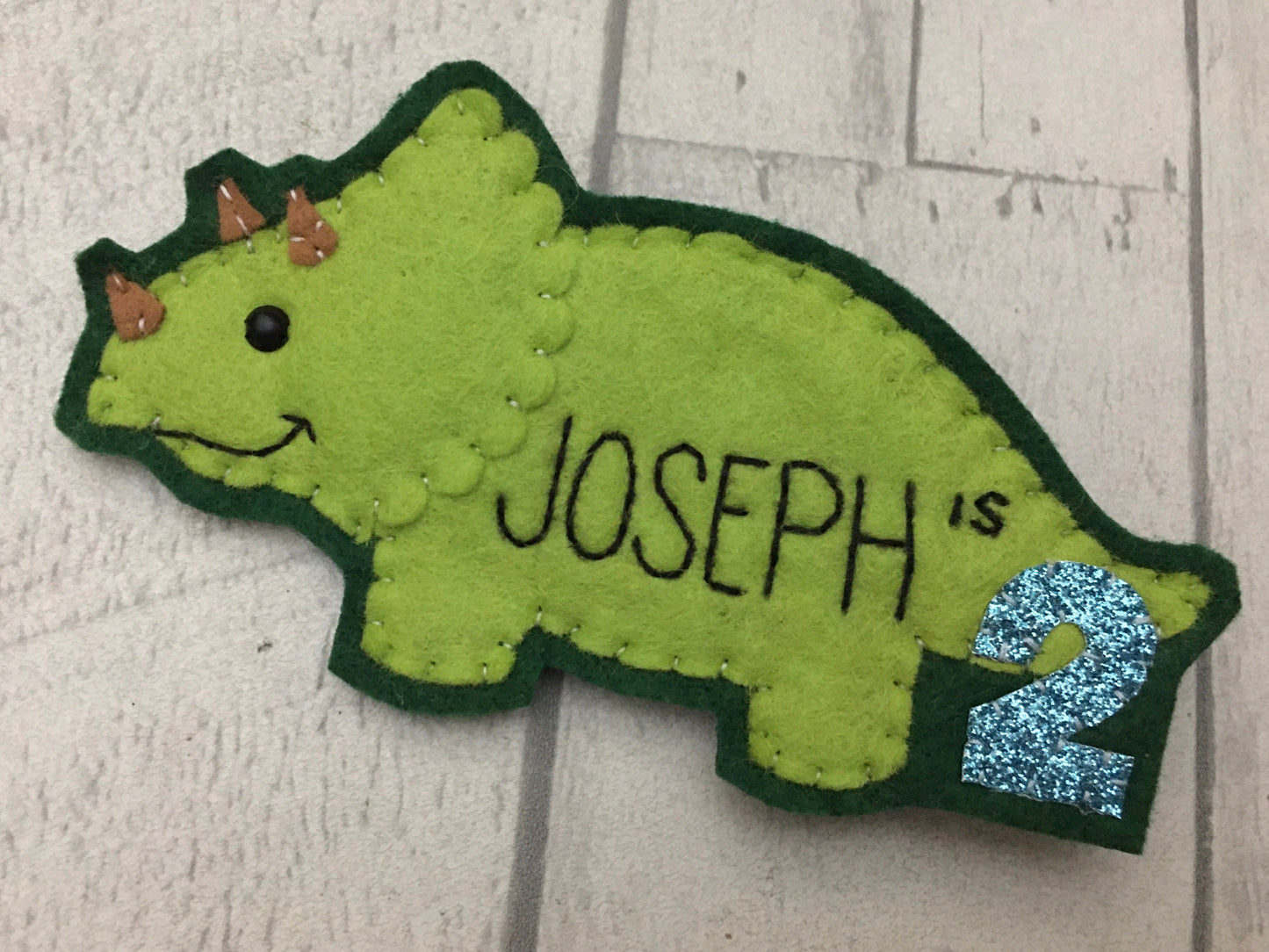 Dinosaur triceratops personalised birthday badge, birthday badge, personalised birthday badge
