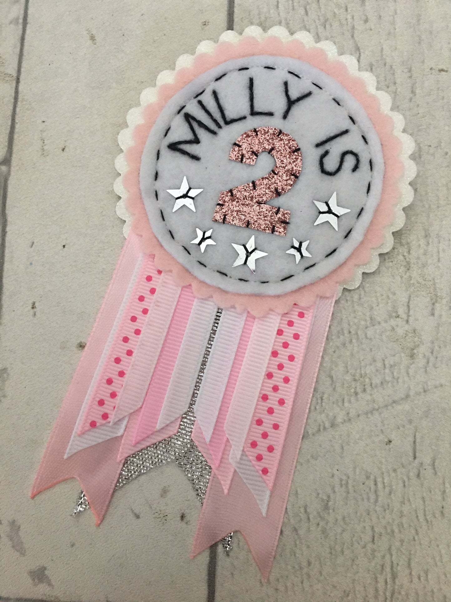 Pastel themed personalised birthday badge rosette, birthday badge, personalised birthday badge