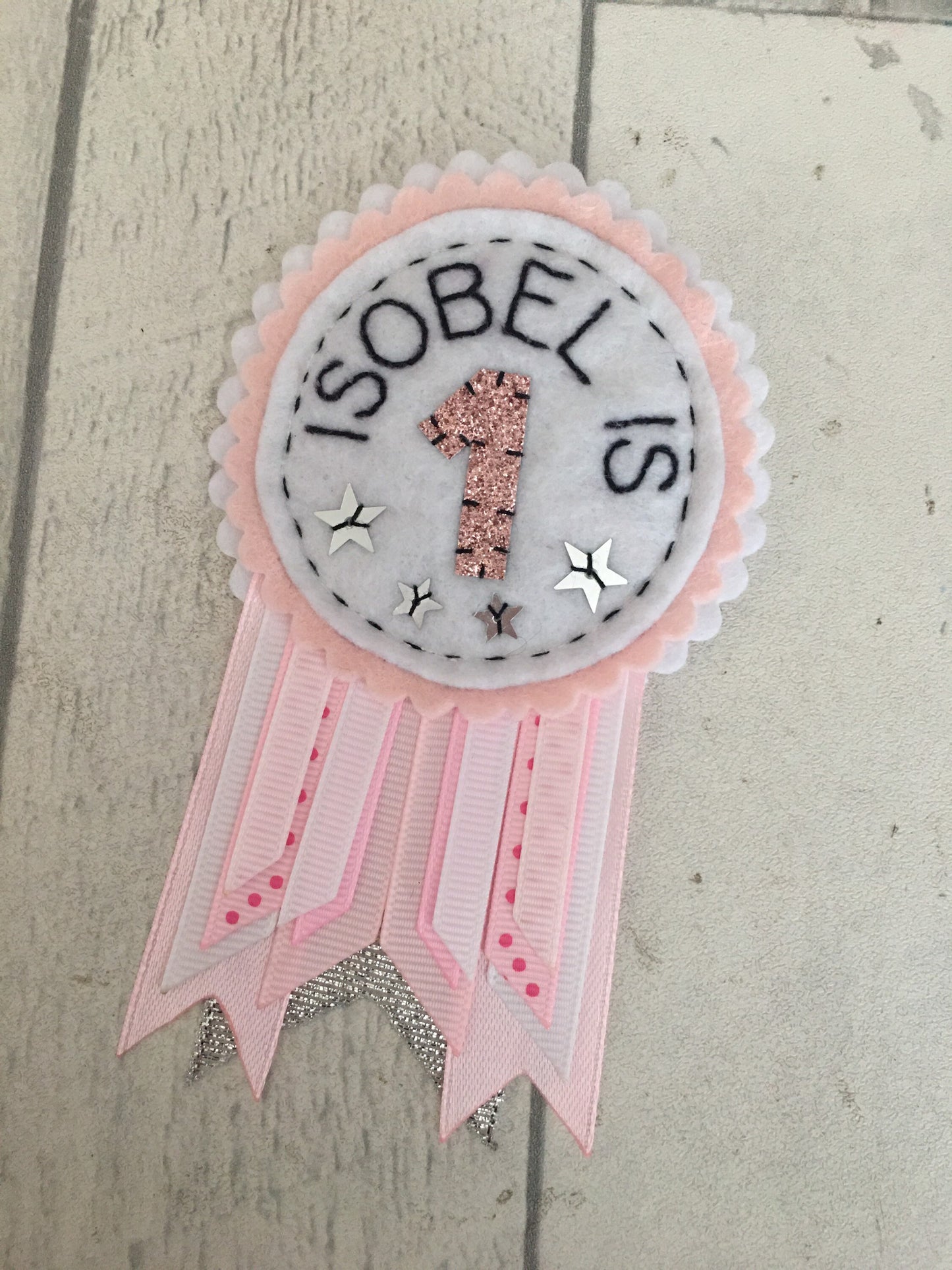 Pastel themed personalised birthday badge rosette, birthday badge, personalised birthday badge