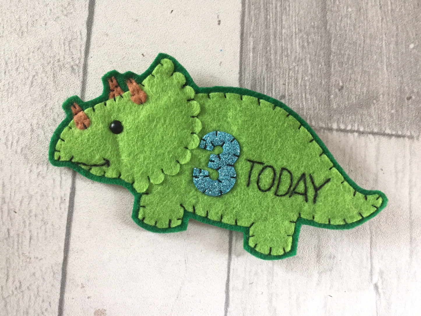 Dinosaur triceratops personalised birthday badge, birthday badge, personalised birthday badge