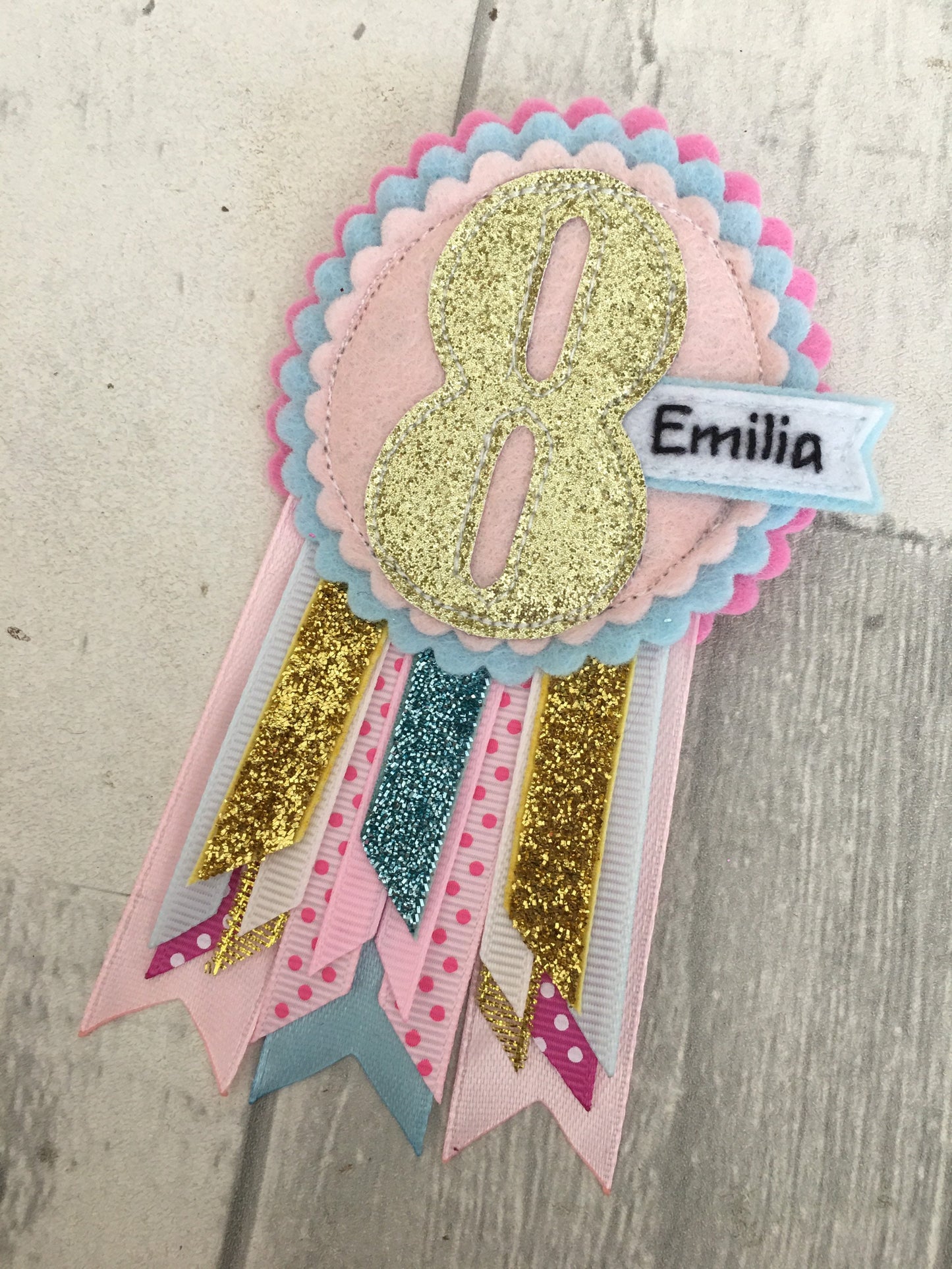 Unicorn personalised age birthday badge rosette, birthday badge, personalised birthday badge