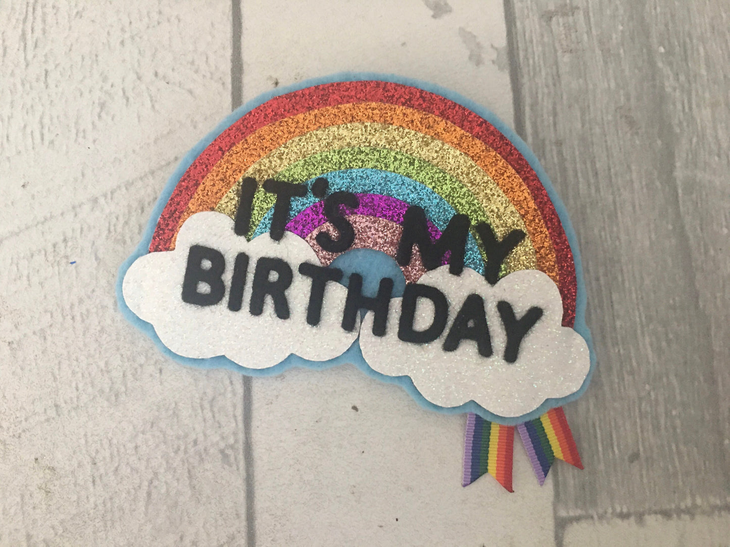 Rainbow sparkle birthday badge, rainbow birthday badge, sparkly rainbow badge, sparkly rainbow birthday badge