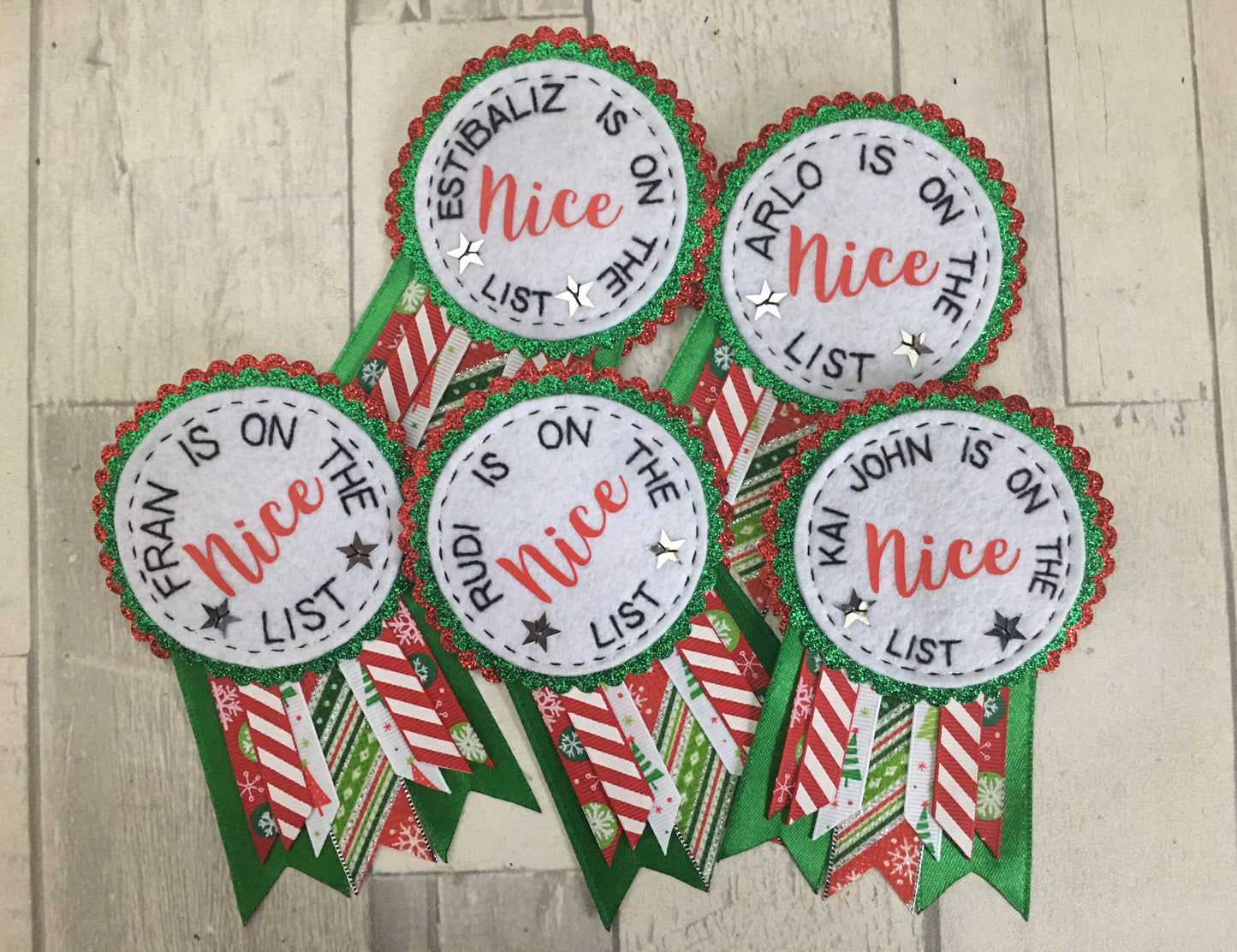Personalised Christmas nice/naughty list badge rosette, Santa’s nice list, nice list