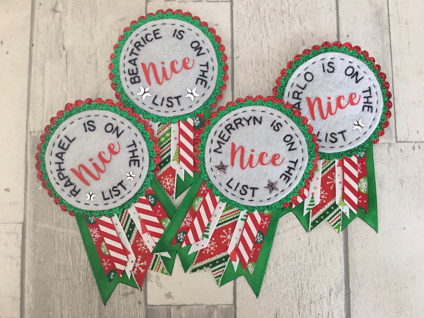 Personalised Christmas nice/naughty list badge rosette, Santa’s nice list, nice list