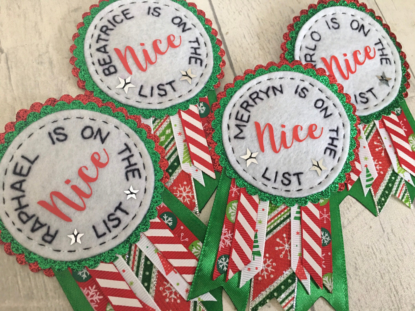 Personalised Christmas nice/naughty list badge rosette, Santa’s nice list, nice list
