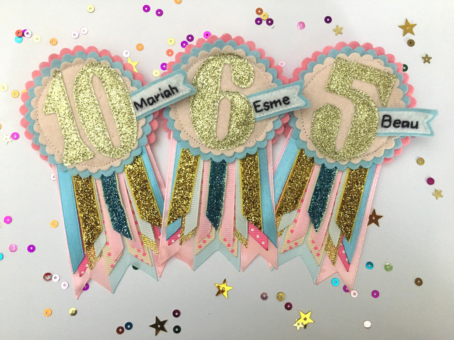 Unicorn personalised age birthday badge rosette, birthday badge, personalised birthday badge