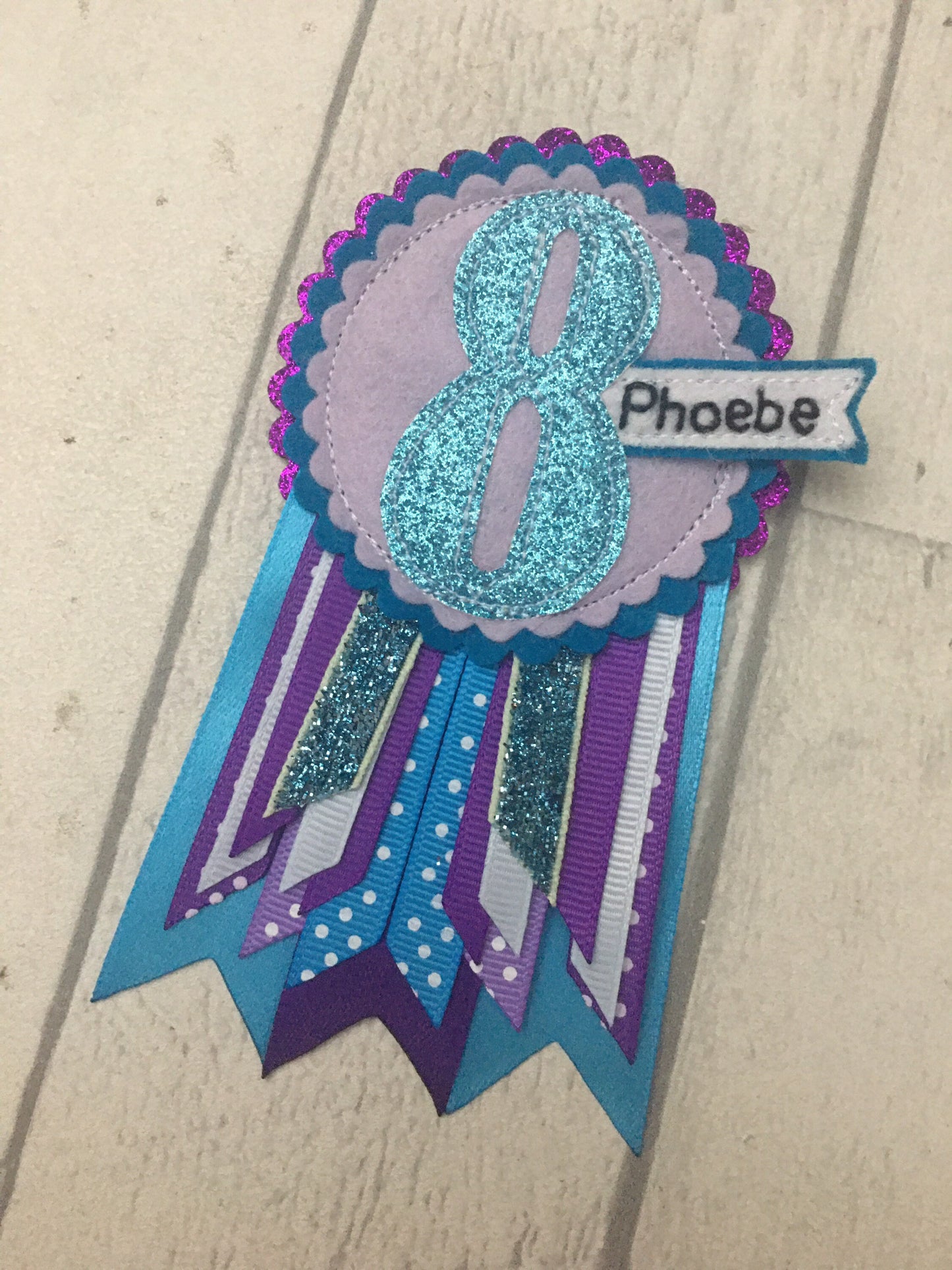 Mermaid personalised age birthday badge rosette, birthday badge, personalised birthday badge, teal and purple birthday badge
