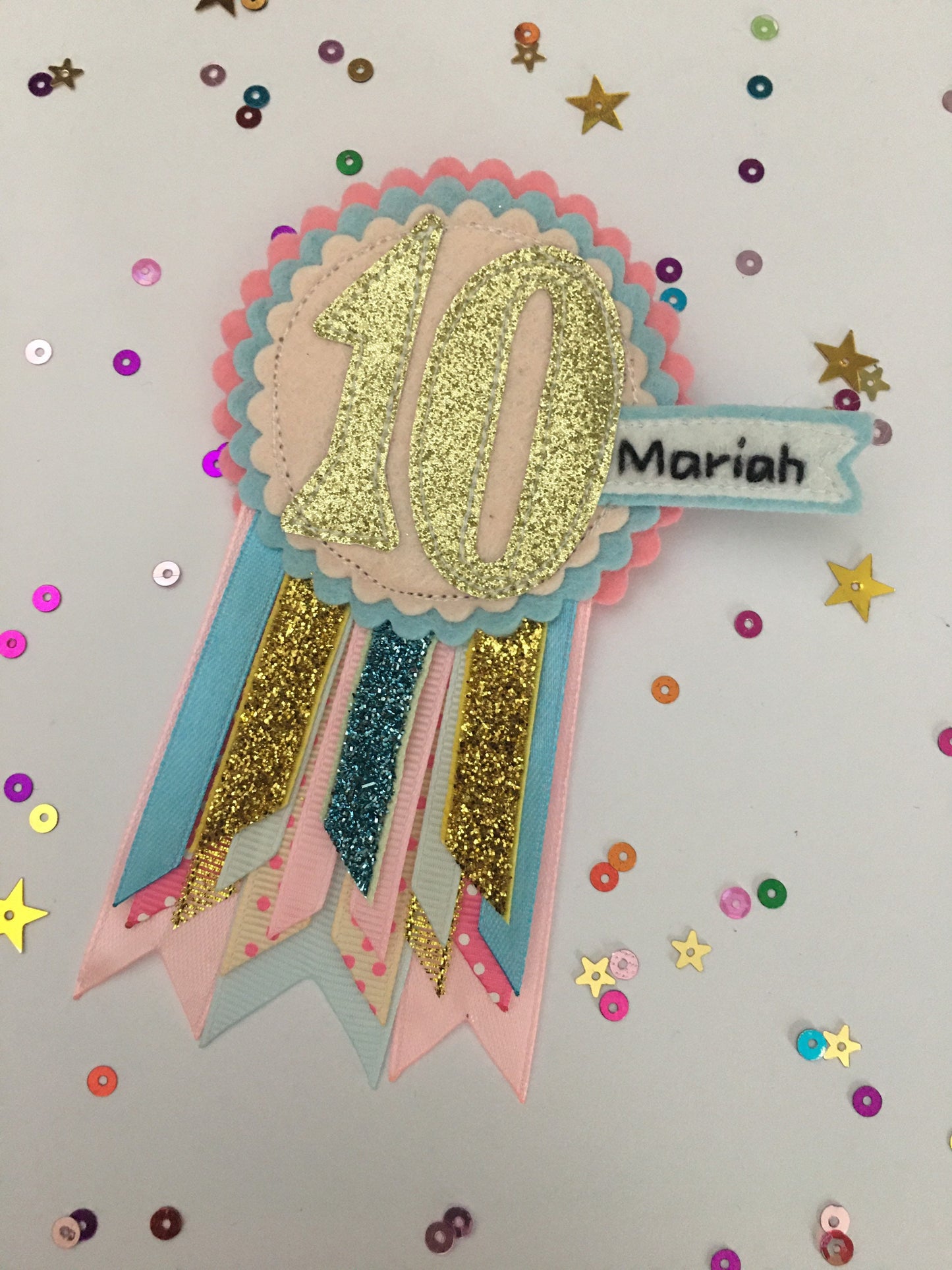 Unicorn personalised age birthday badge rosette, birthday badge, personalised birthday badge