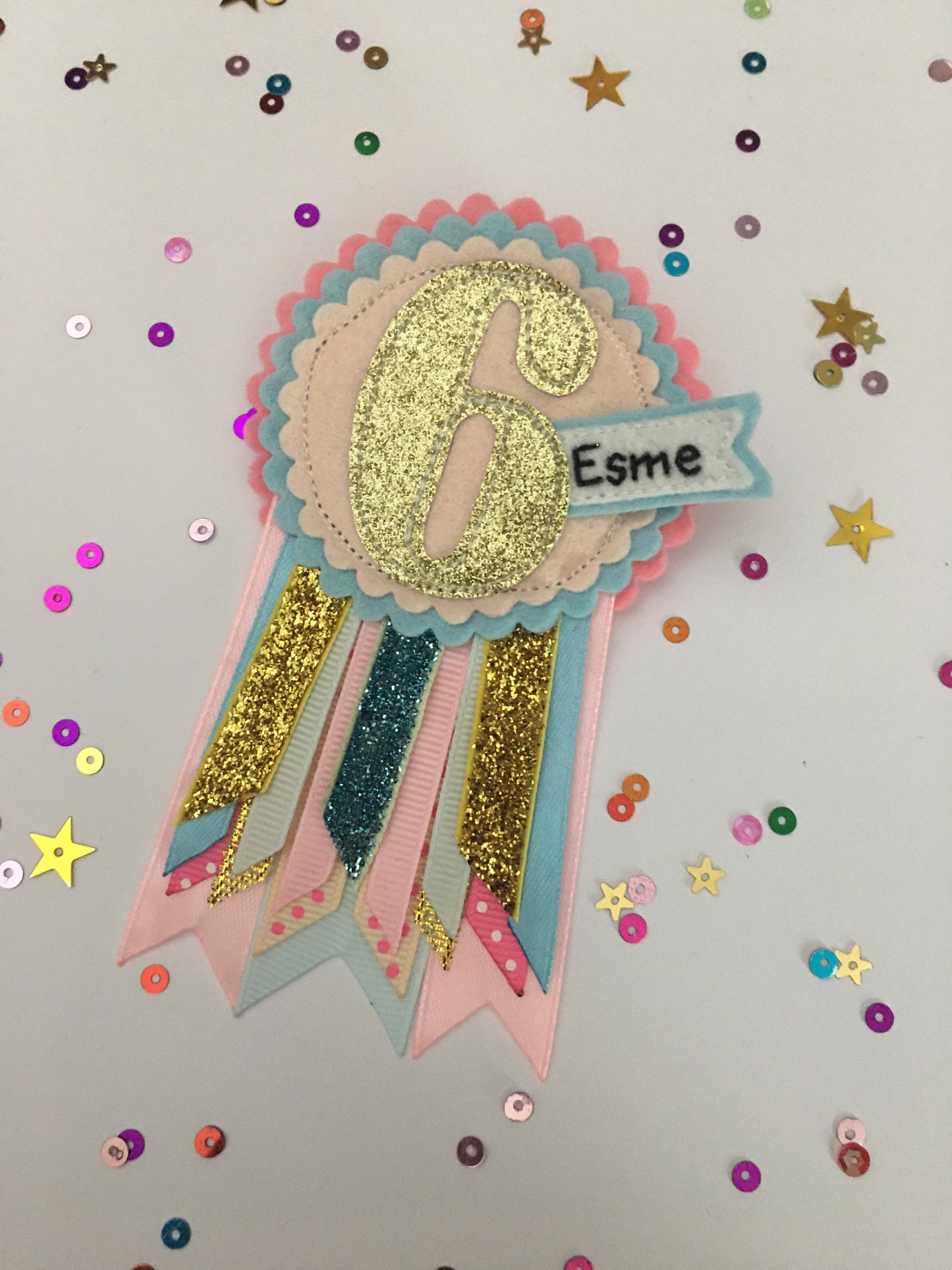 Unicorn personalised age birthday badge rosette, birthday badge, personalised birthday badge