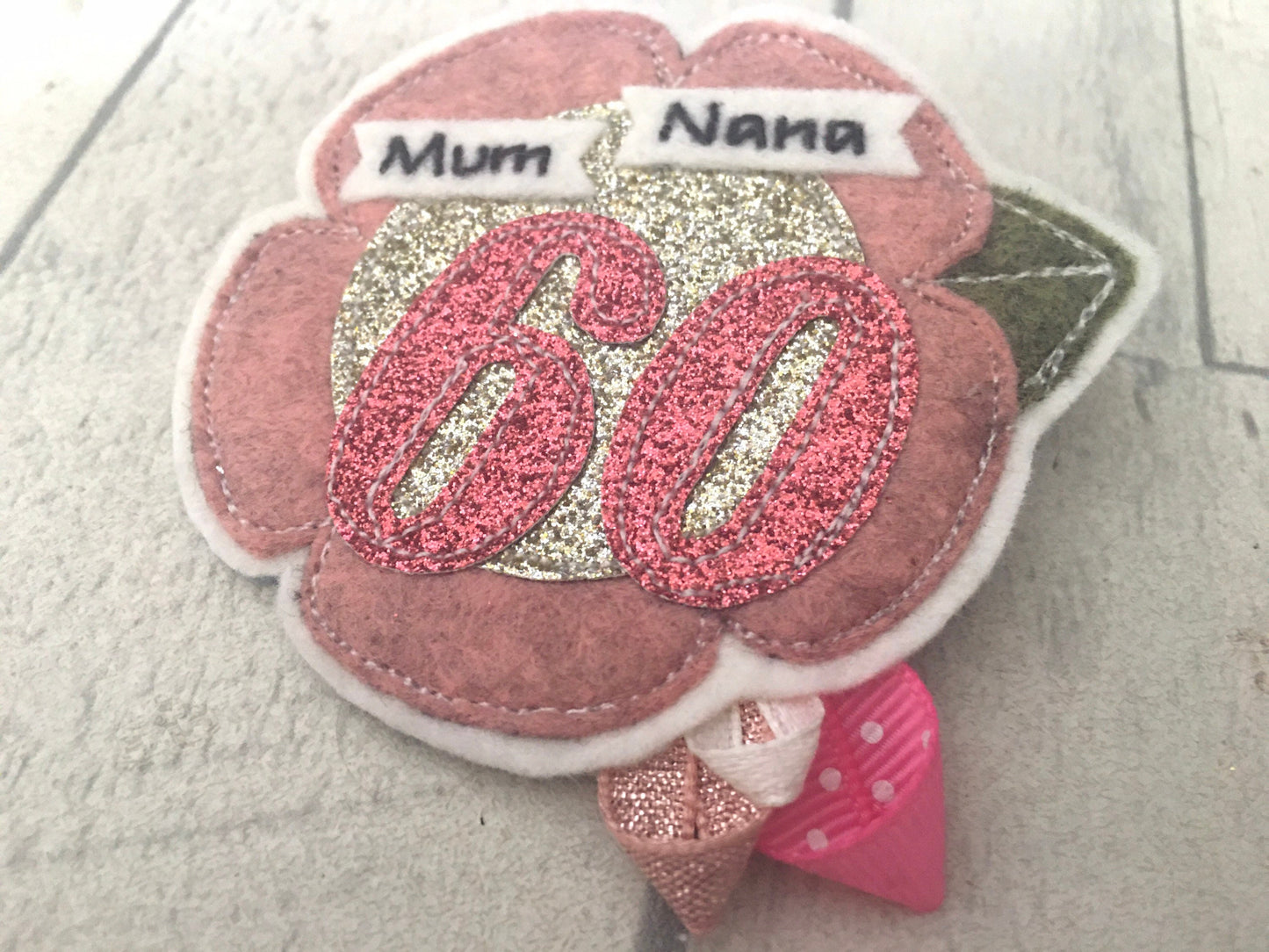 Custom personalised flower age birthday badge rosette, birthday badge, personalised birthday badge
