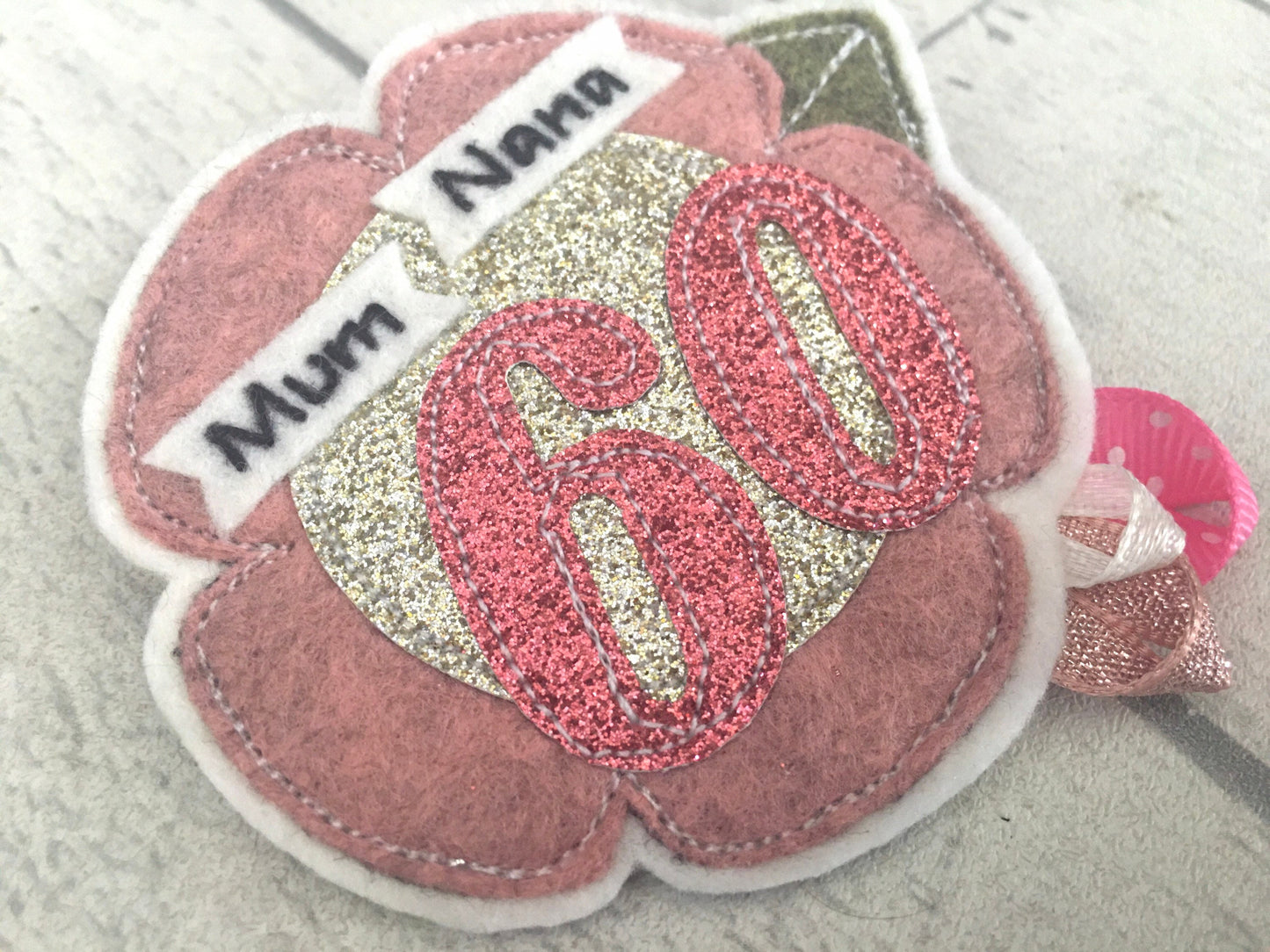 Custom personalised flower age birthday badge rosette, birthday badge, personalised birthday badge