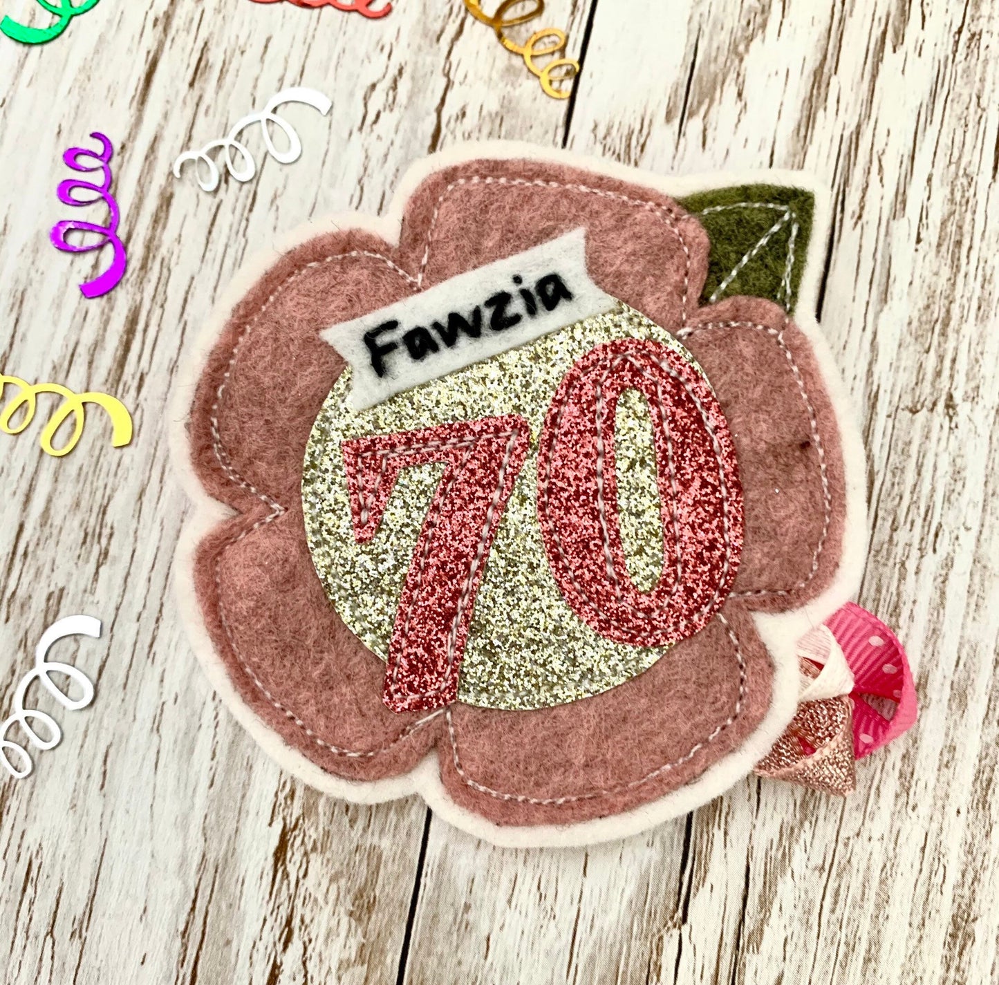 Custom personalised flower age birthday badge rosette, birthday badge, personalised birthday badge