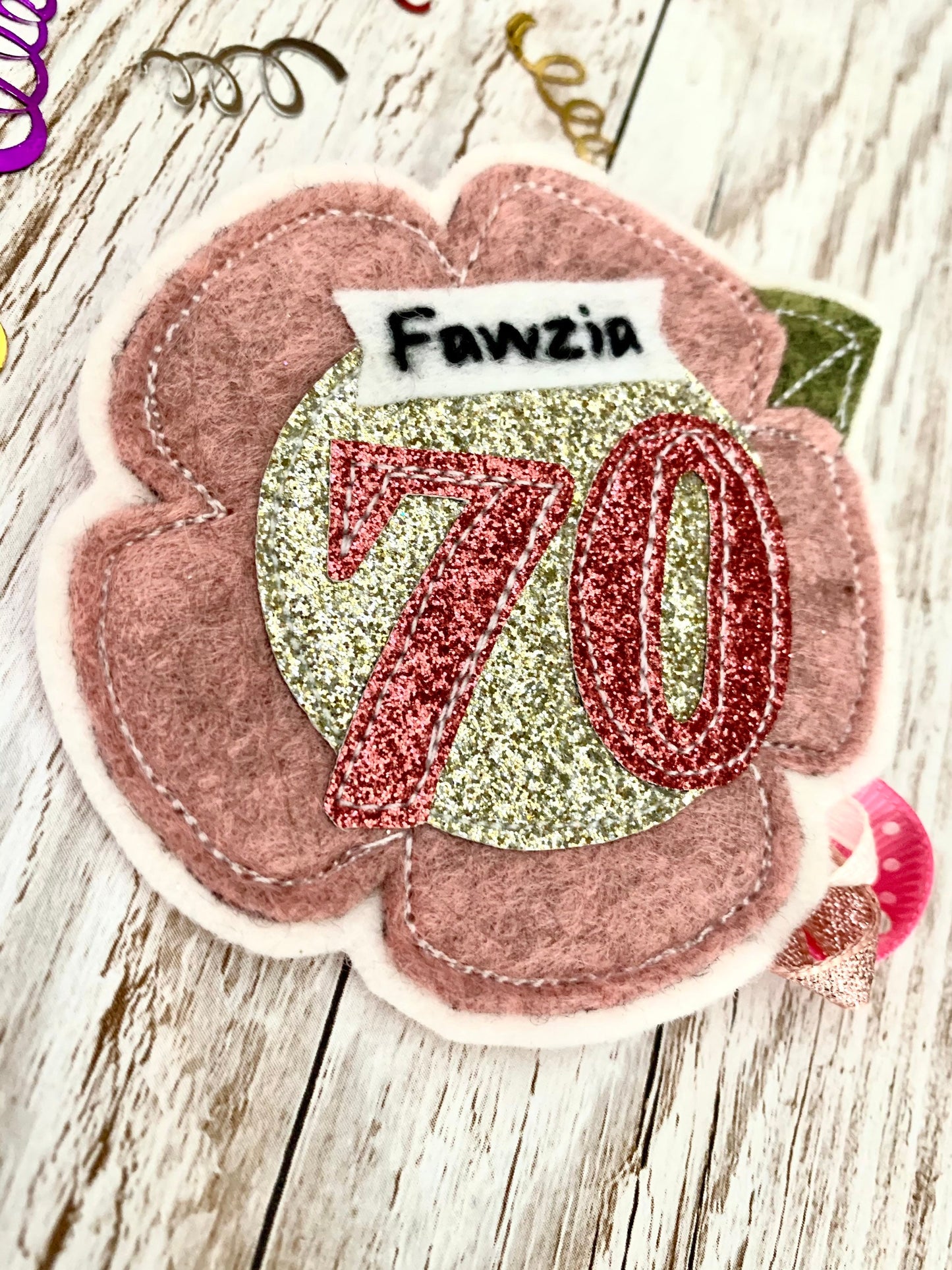 Custom personalised flower age birthday badge rosette, birthday badge, personalised birthday badge