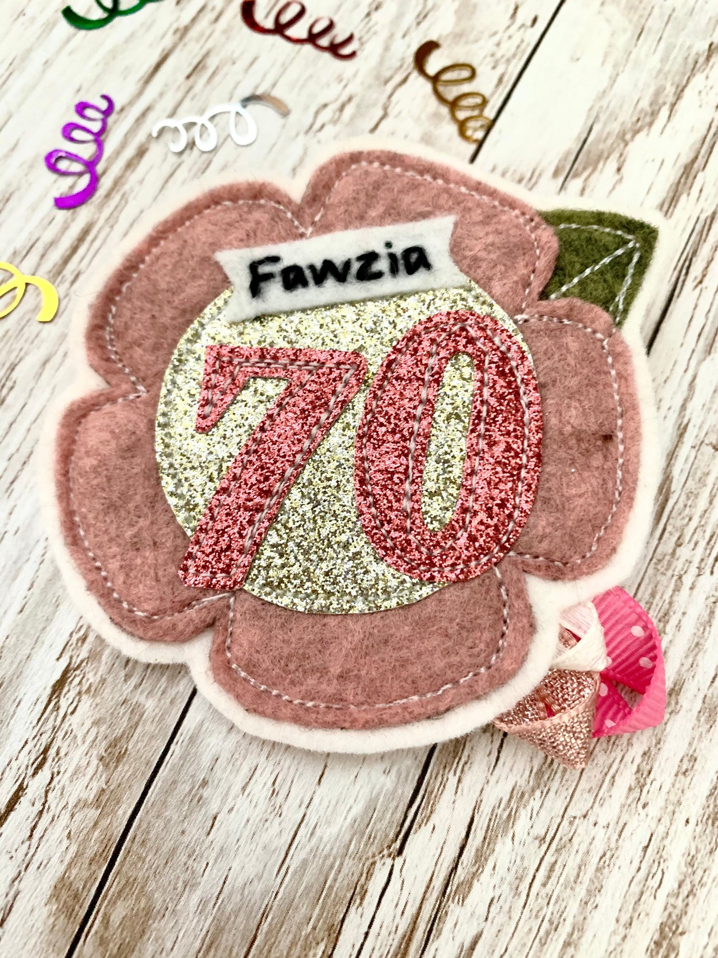 Custom personalised flower age birthday badge rosette, birthday badge, personalised birthday badge
