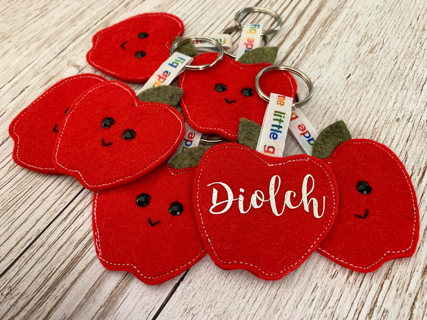 Teachers apple thank you, diolch keyring, teachers gift, thank you gift