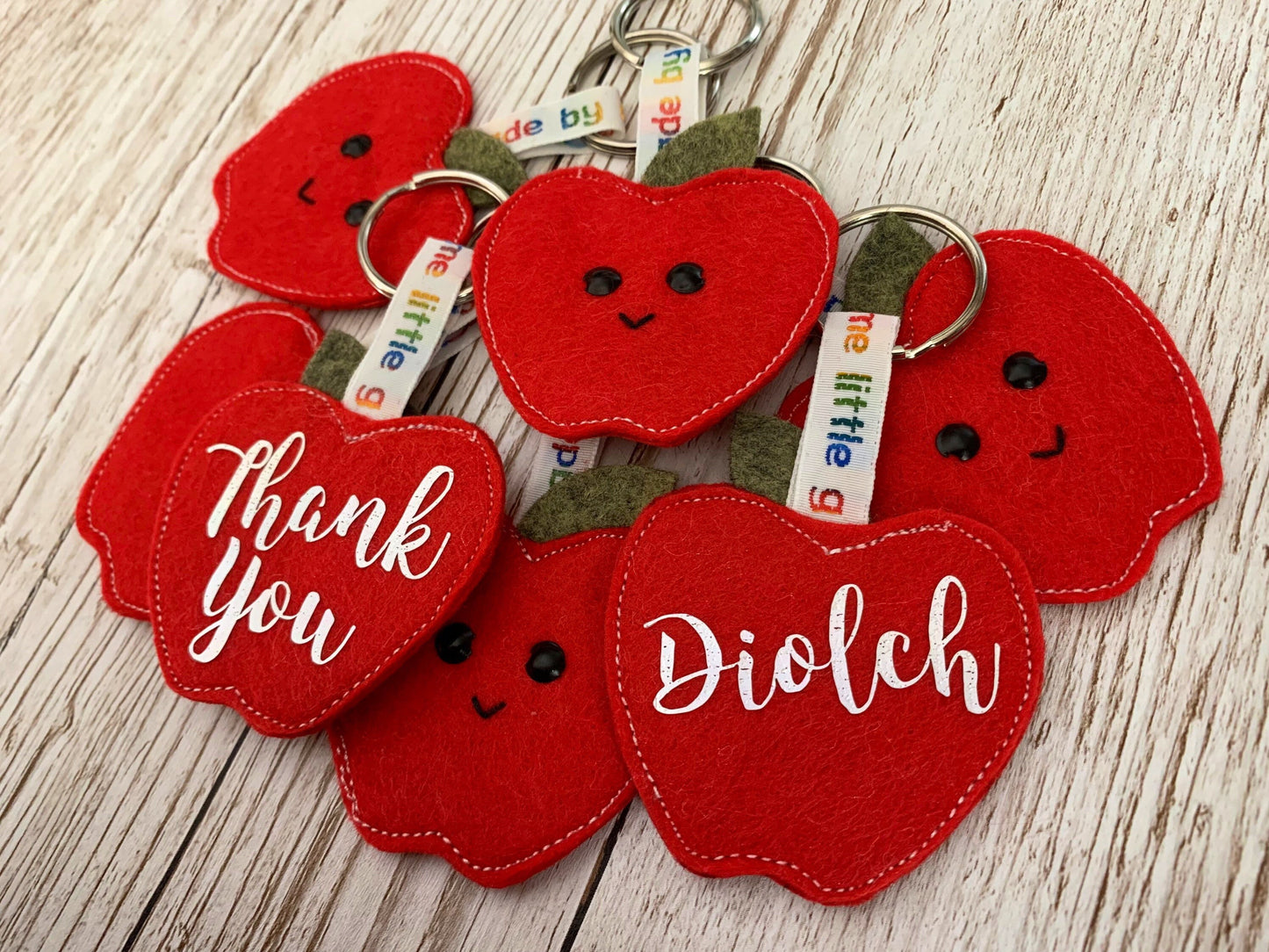 Teachers apple thank you, diolch keyring, teachers gift, thank you gift