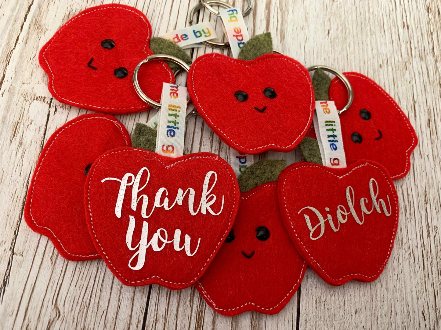 Teachers apple thank you, diolch keyring, teachers gift, thank you gift