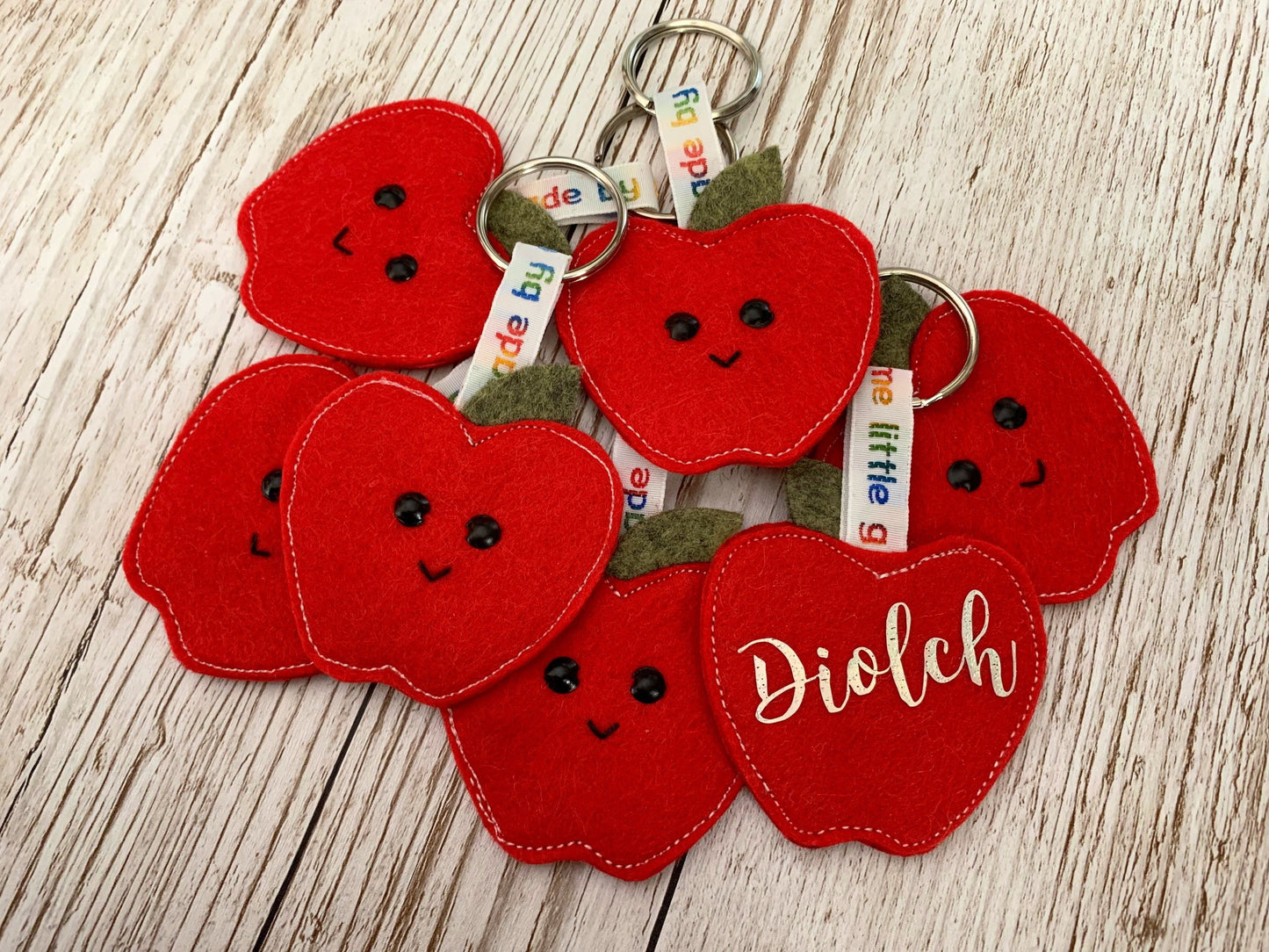 Teachers apple thank you, diolch keyring, teachers gift, thank you gift